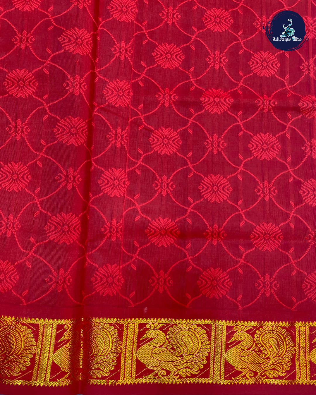 Green and Maroon Semi Silk Cotton Saree