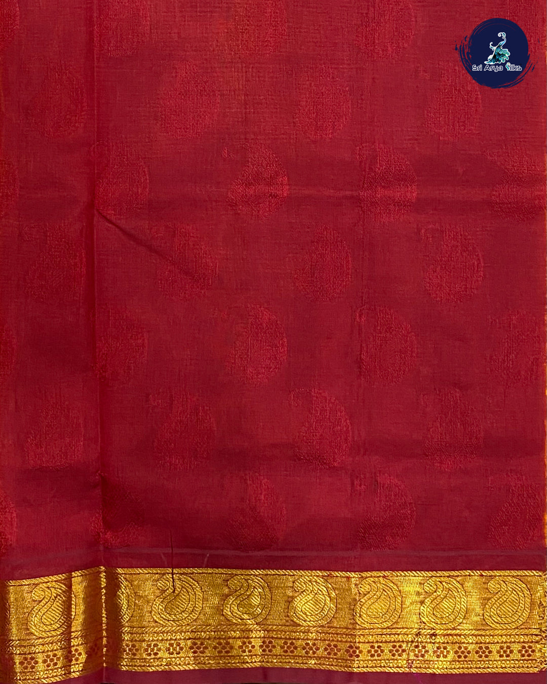 Mango Yellow and Red Handloom Silk Cotton Saree