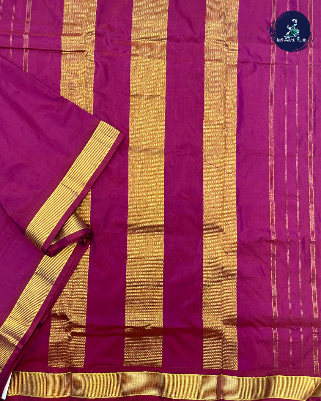Purple Dual Shade 10 Yards Half Pure Kanchipuram Silk Saree
