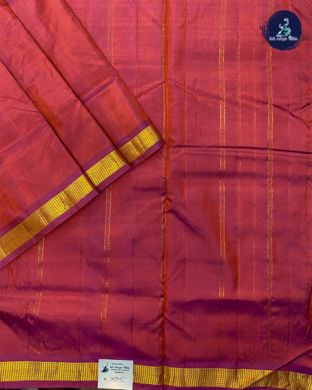 Sunset Orange Pure Kanjivaram 10yards Silk Madisar Saree