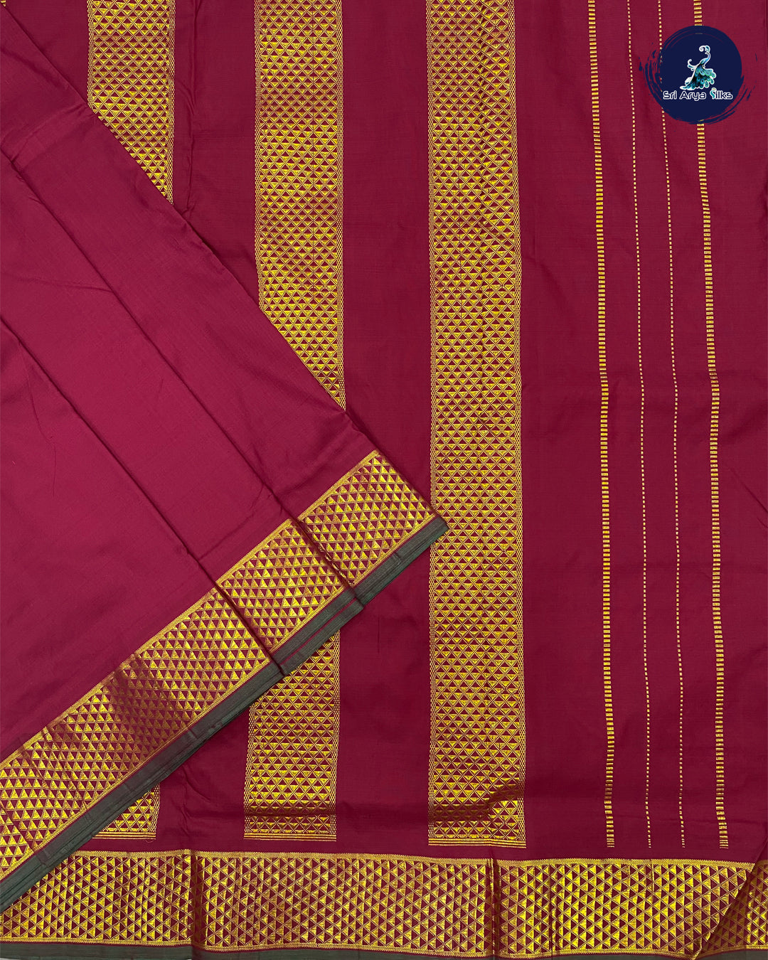 Maroon Kanjivaram Pure Silk Madisar(10 Yards) Saree
