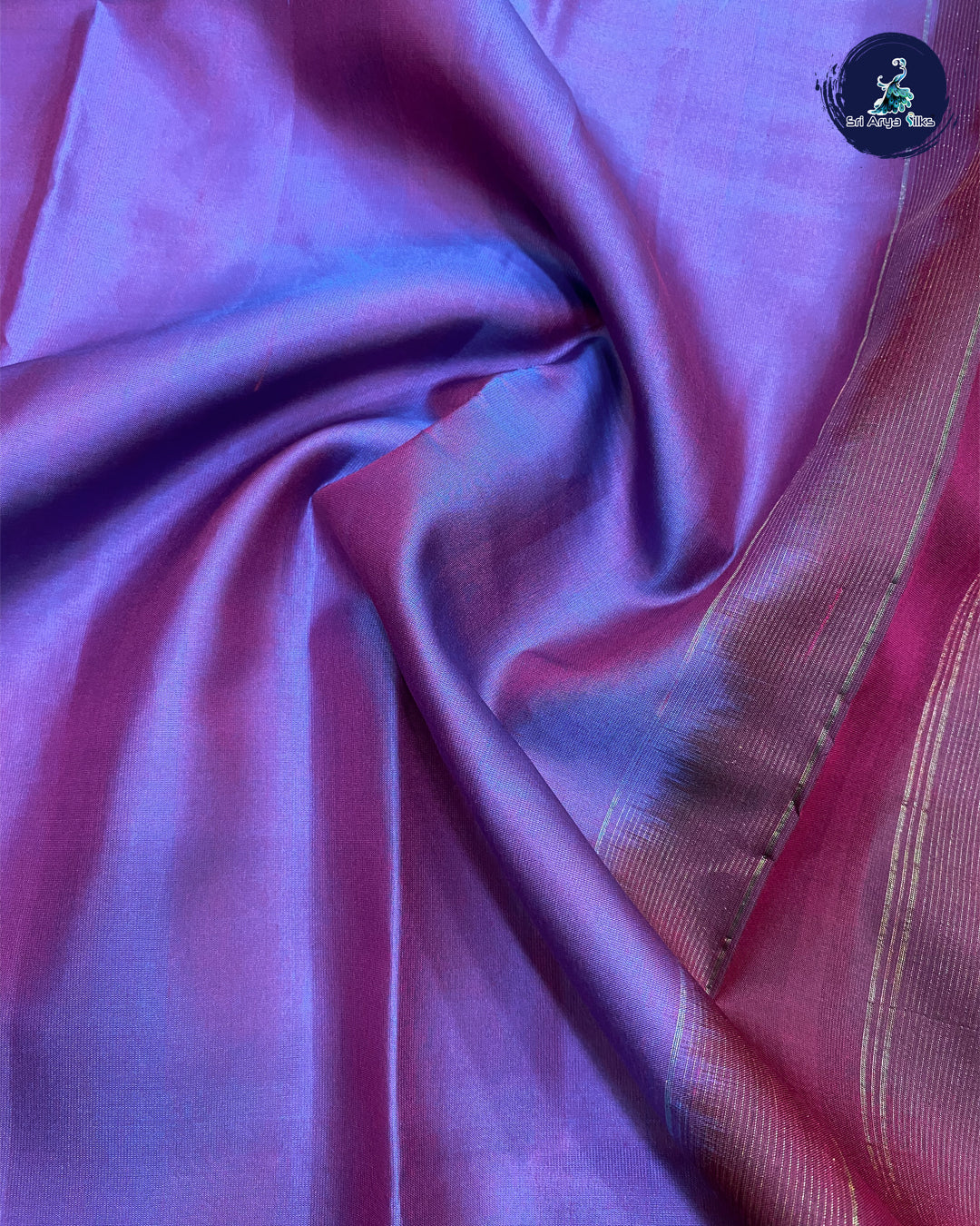 Dual Tone Purple Traditional Silk Saree With Wine Blouse & Buttas Pattern