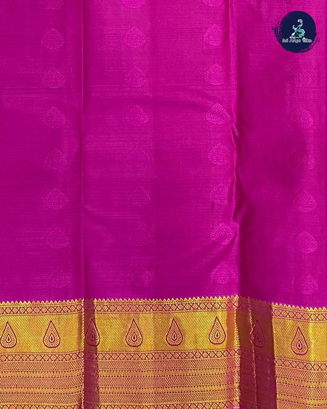 Turquoise Traditional Silk Saree With Pink Blouse & Buttas Pattern