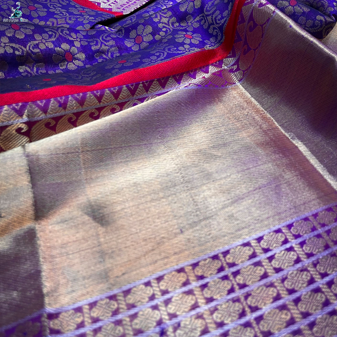 Navy Blue and Red Handloom silk cotton saree