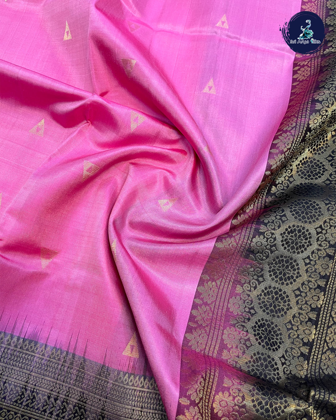 Rose Pink and Brown Pure Handloom Soft Silk Saree