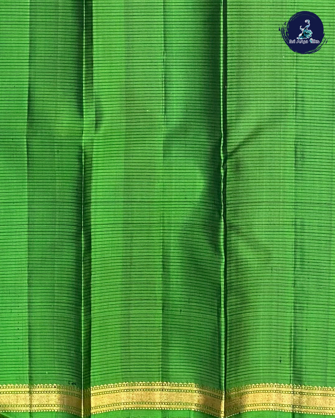 Dark Brinjal Korvai Contrast Silk Saree With Green Blouse & Buttas Pattern