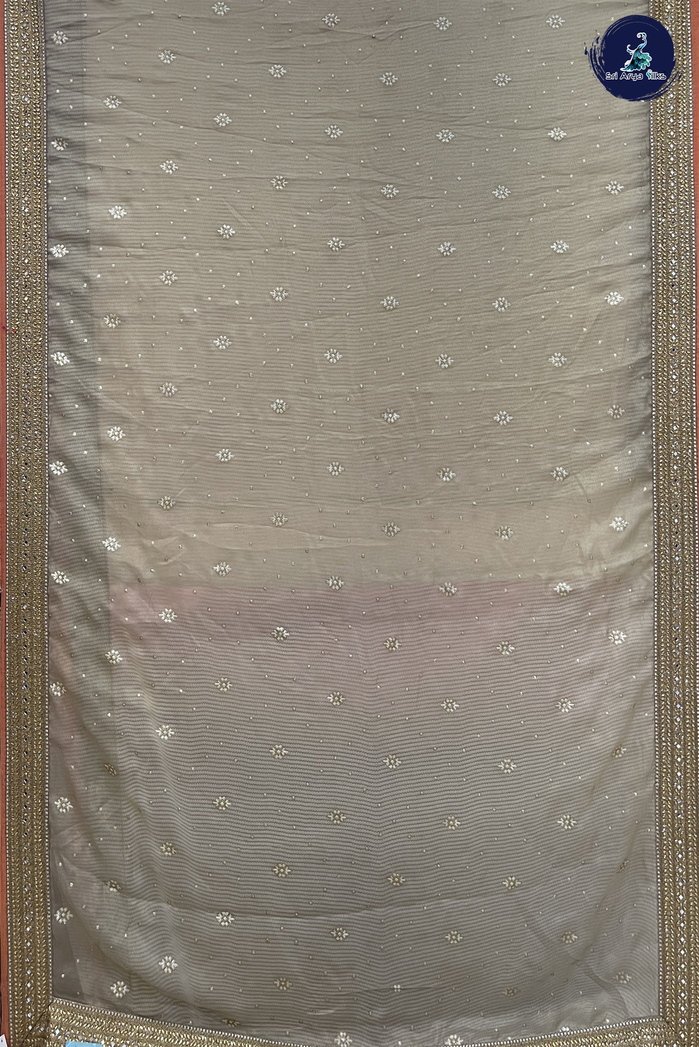 Beige Function Wear Saree With Embroidery Pattern