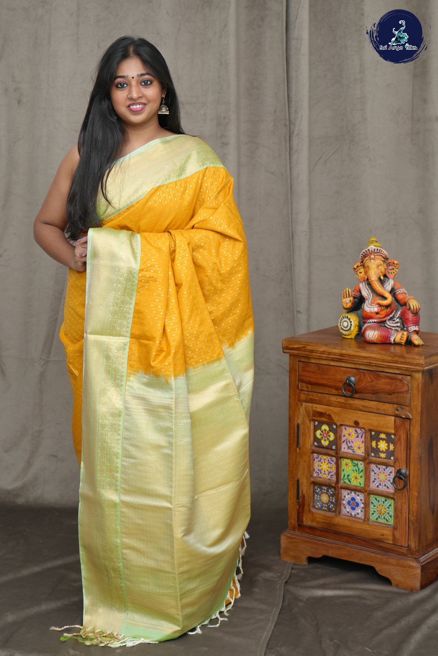Mustard Yellow Semi Soft Silk Saree With Jacquard Pattern