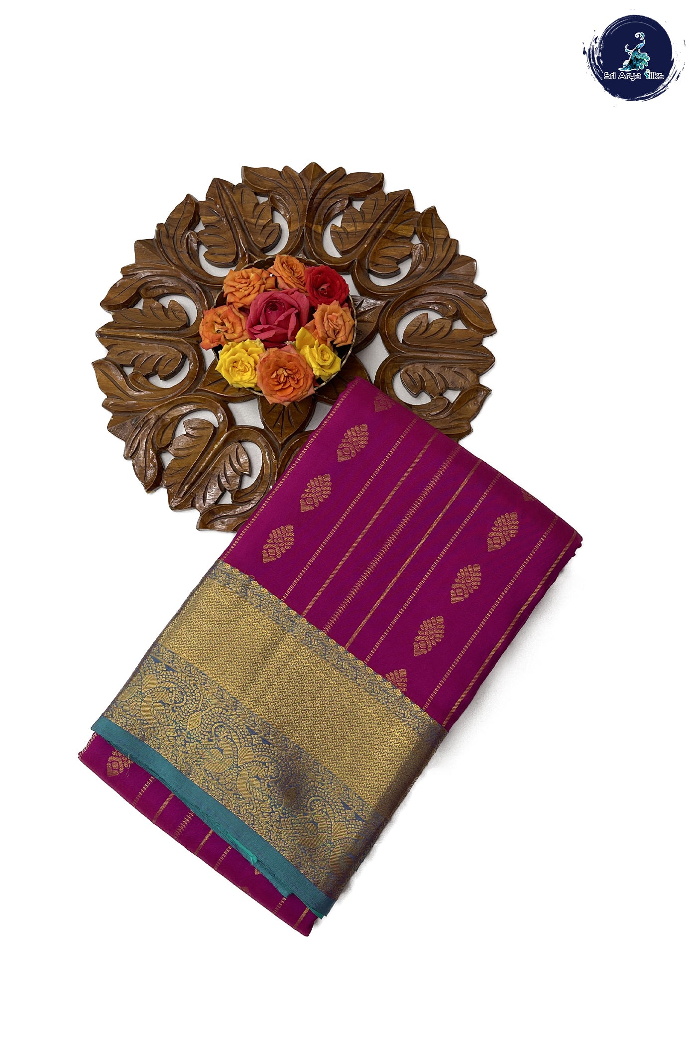 Purple Traditional Bridal Silk Saree With Stripes Pattern
