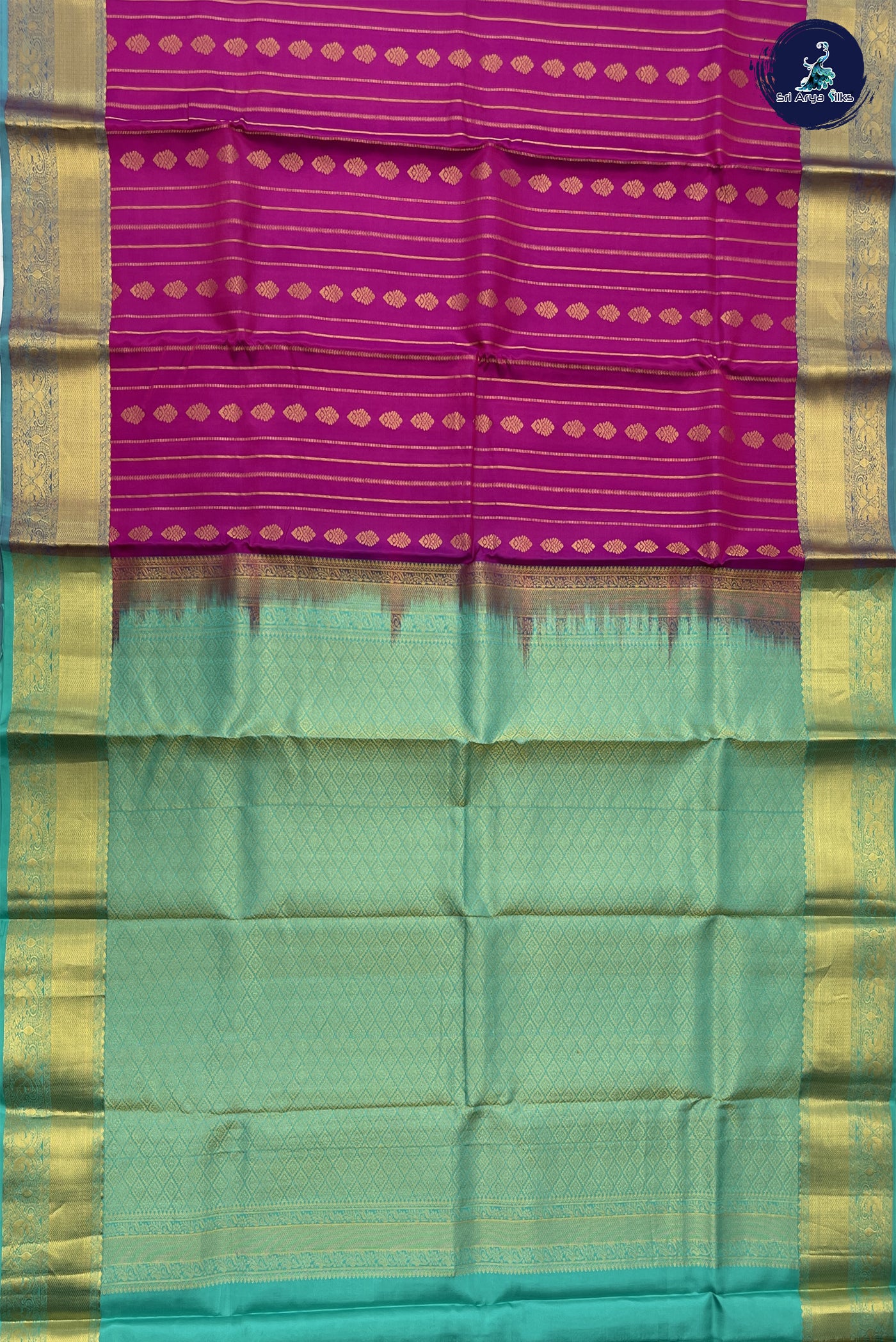 Purple Traditional Bridal Silk Saree With Stripes Pattern