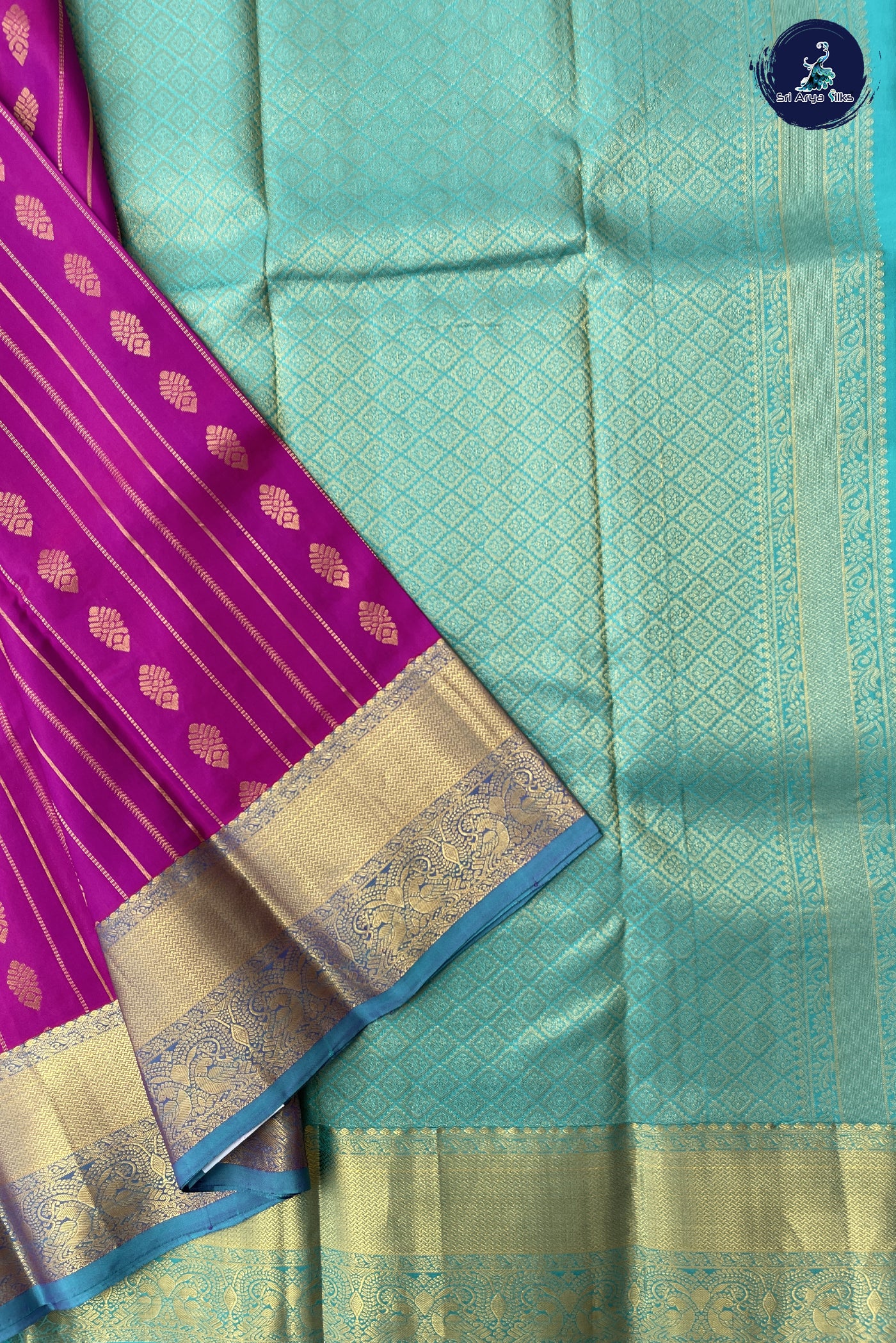Purple Traditional Bridal Silk Saree With Stripes Pattern
