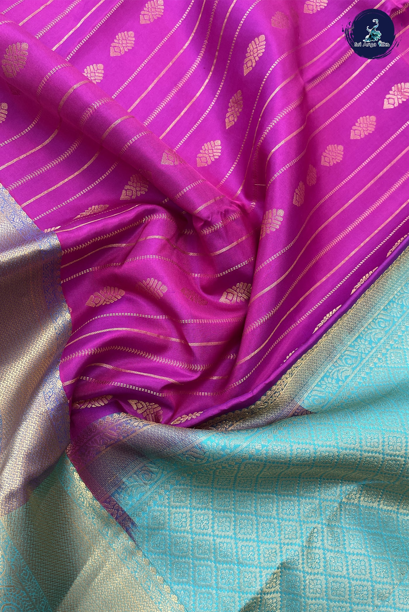 Purple Traditional Bridal Silk Saree With Stripes Pattern