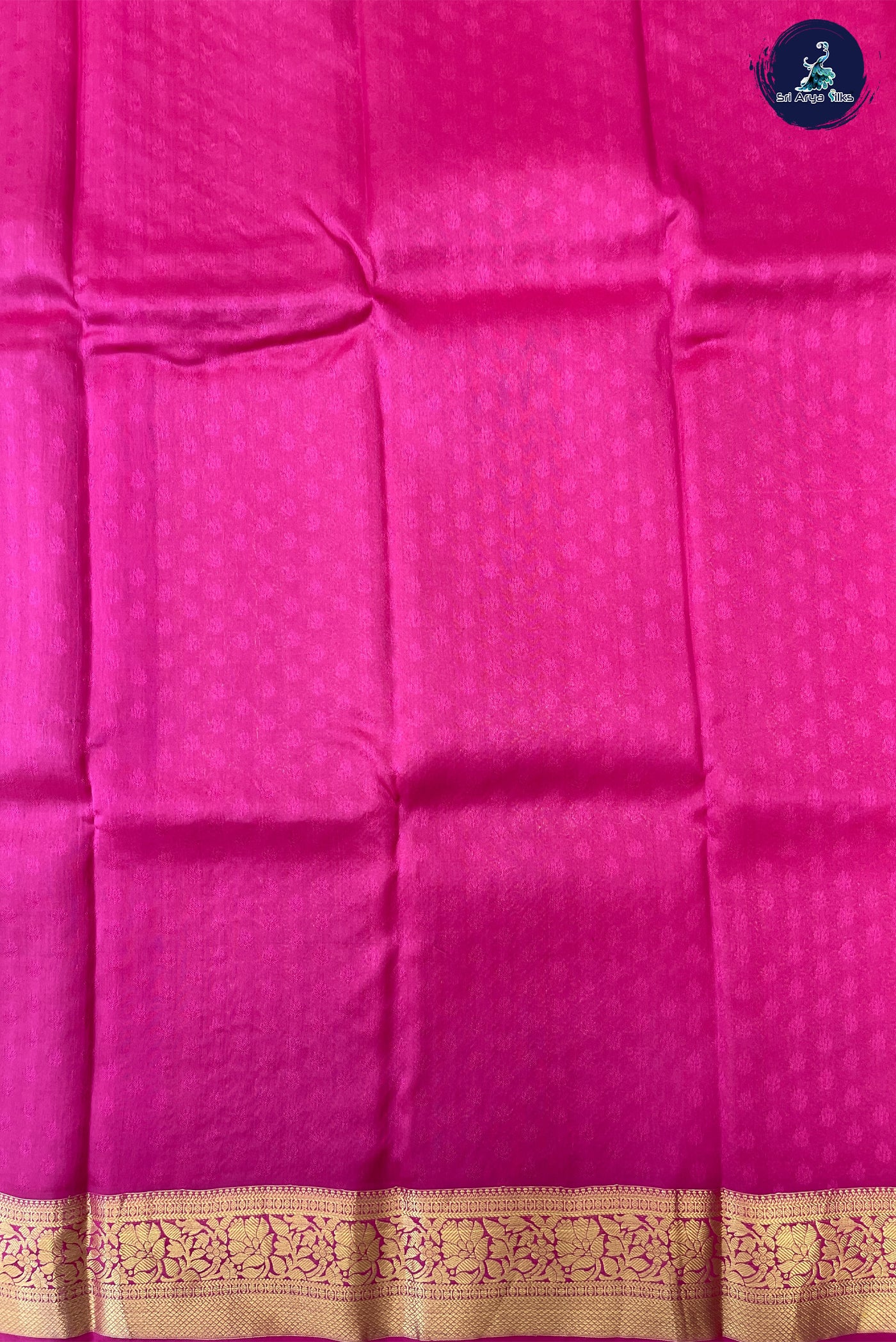 Mustard Yellow Embosed Saree With Pink Blouse & Buttas Pattern