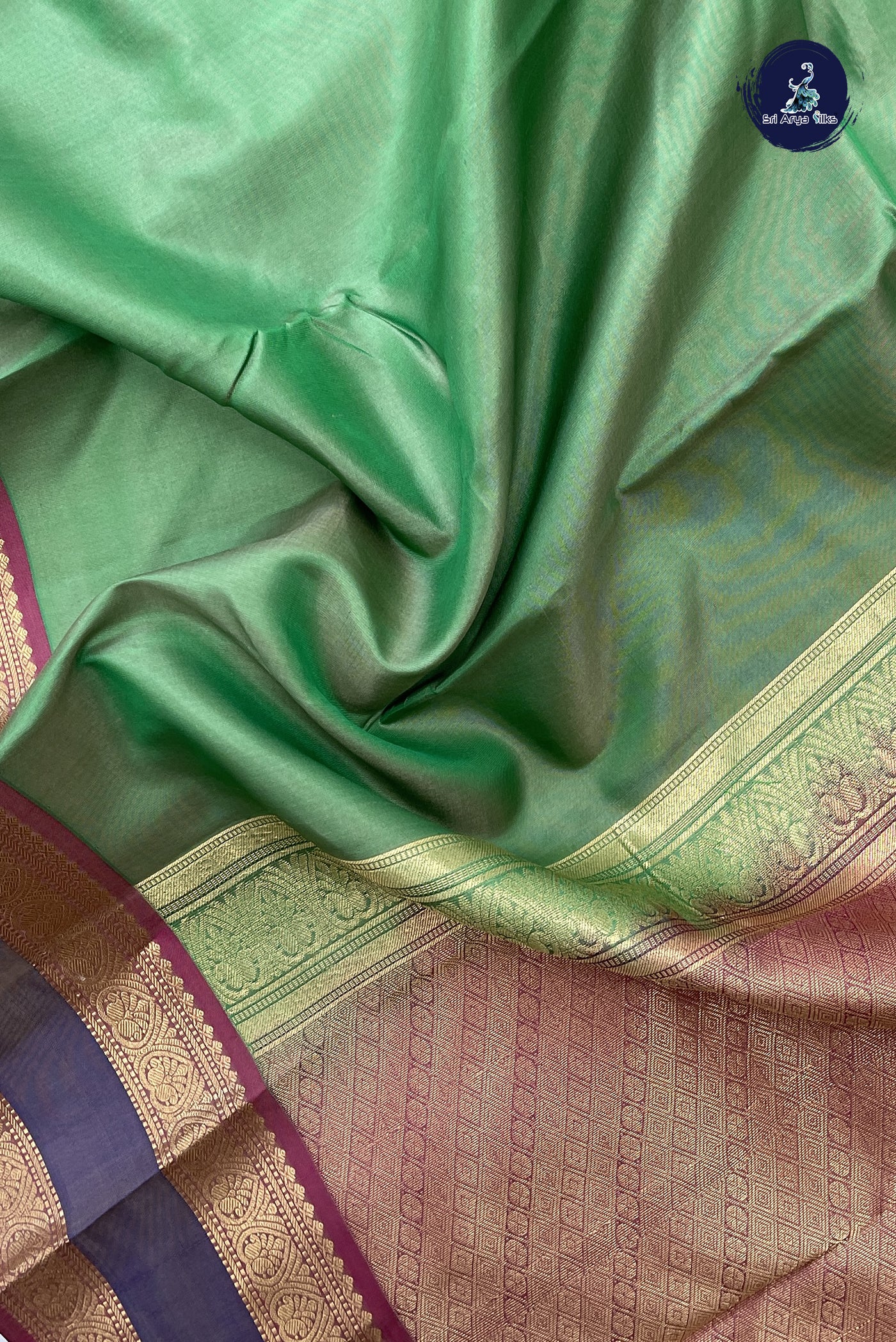 Light Green Traditional Silk Saree With Plain Pattern