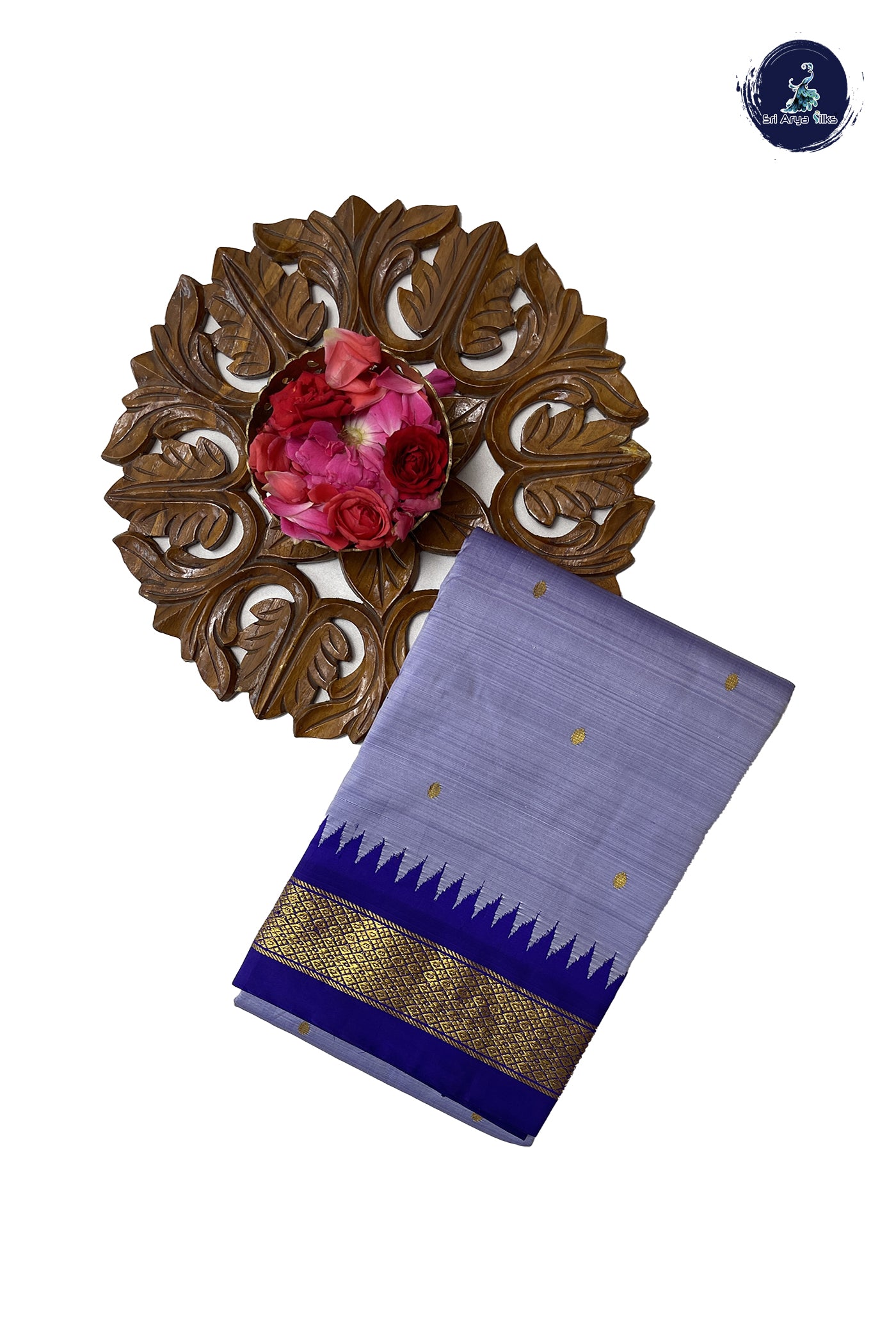 Mauve Silk Saree With Buttas Pattern