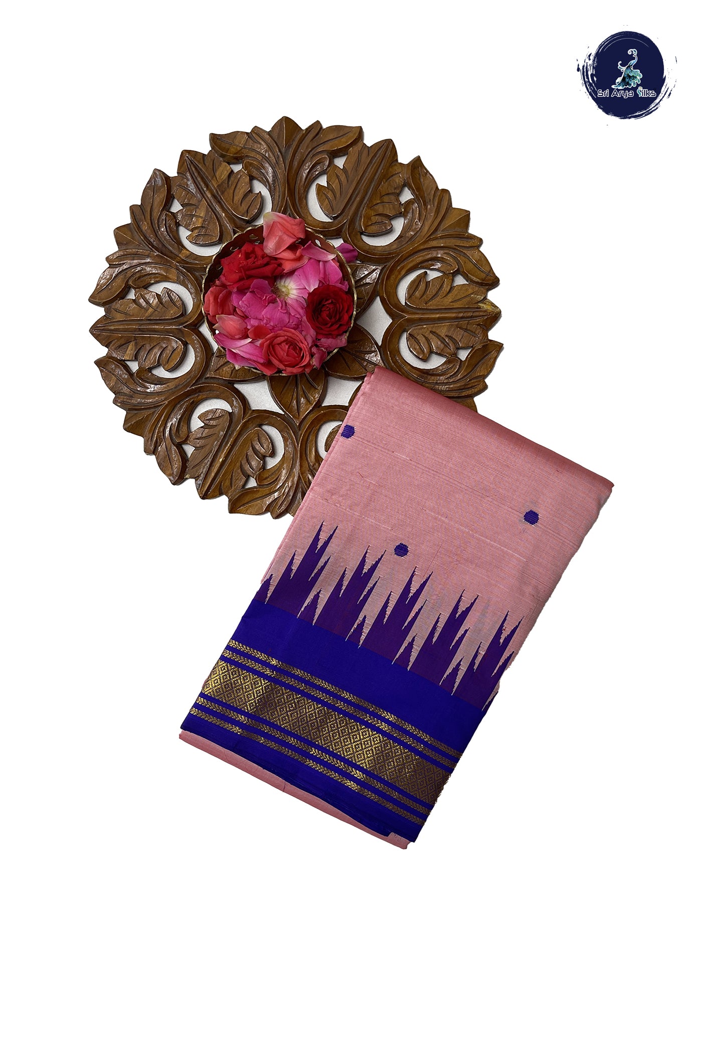 Blush Pink Silk Saree With Buttas Pattern