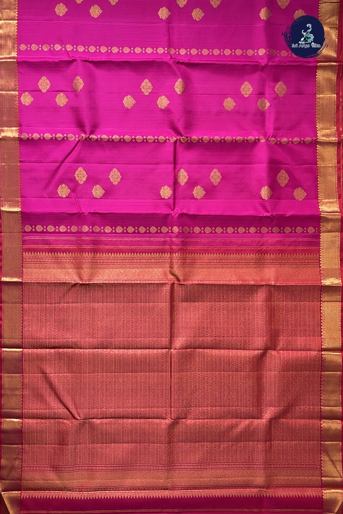 Magenta Pink Brocade Silk Saree With Embossed Pattern