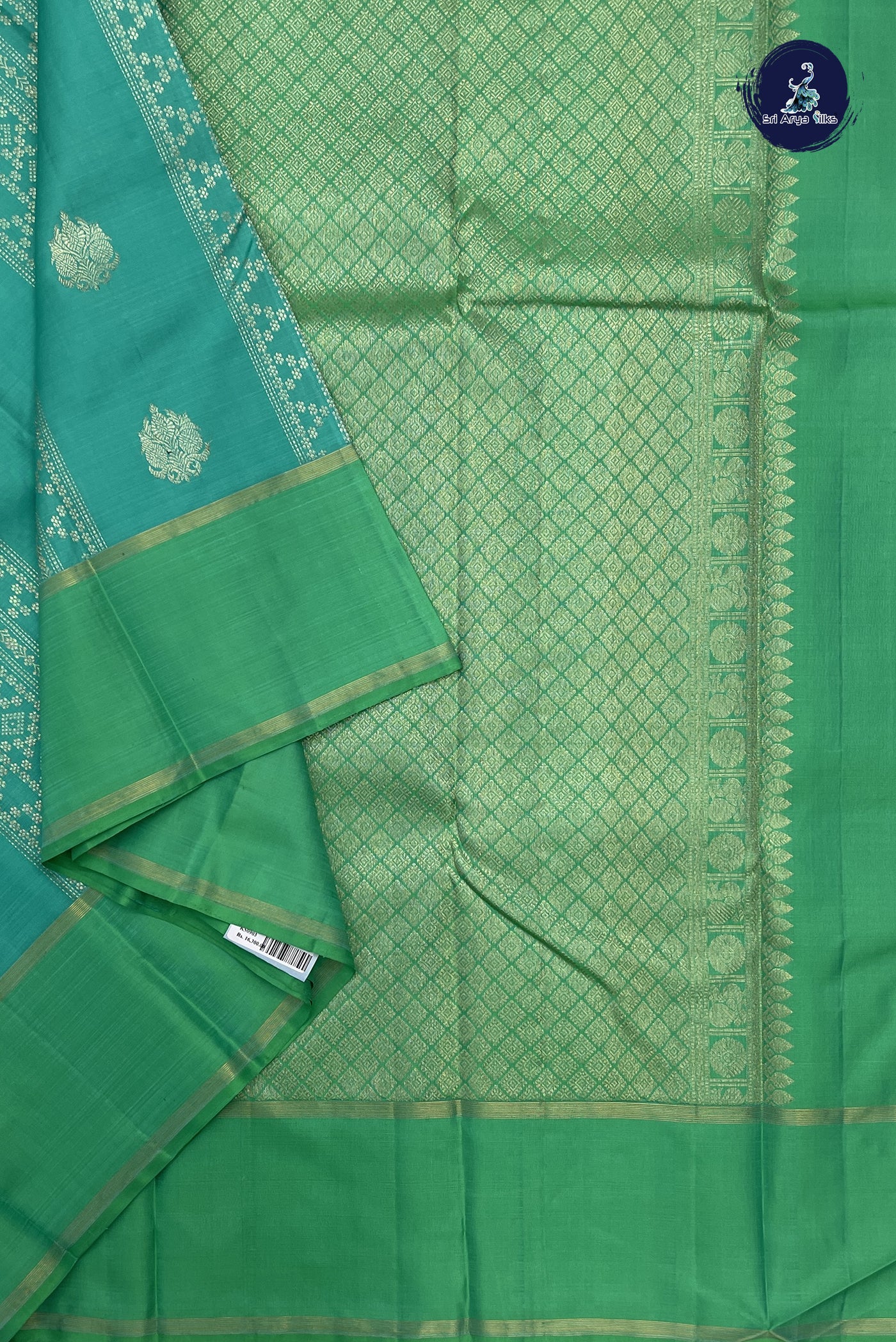 Sea Green Brocade Bridal Silk Saree With Jacquard Pattern