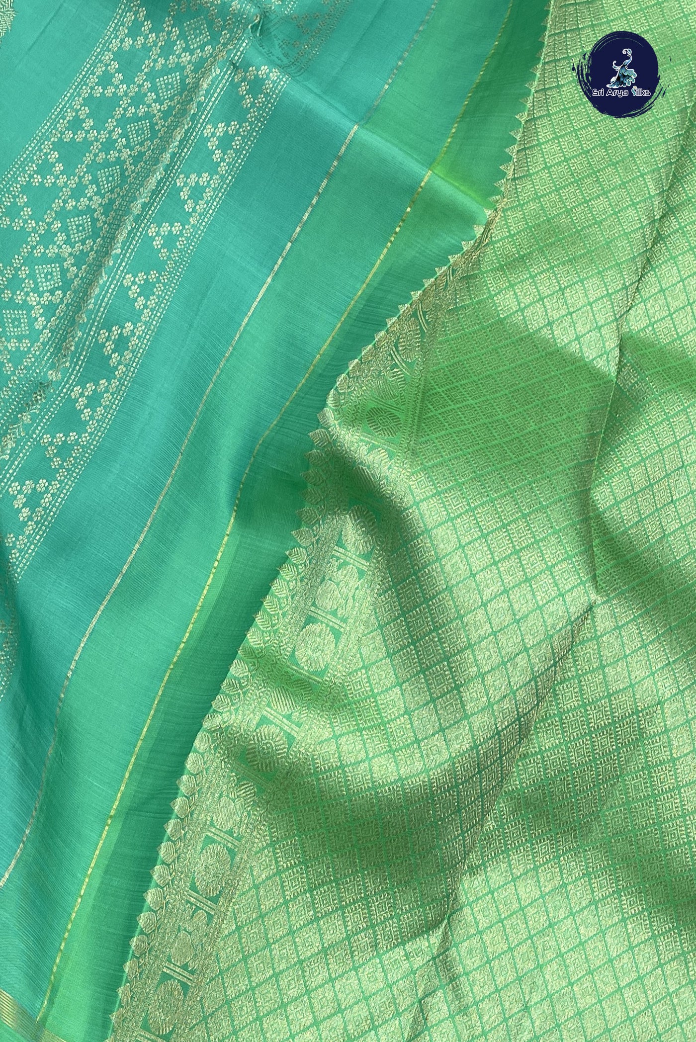 Sea Green Brocade Bridal Silk Saree With Jacquard Pattern