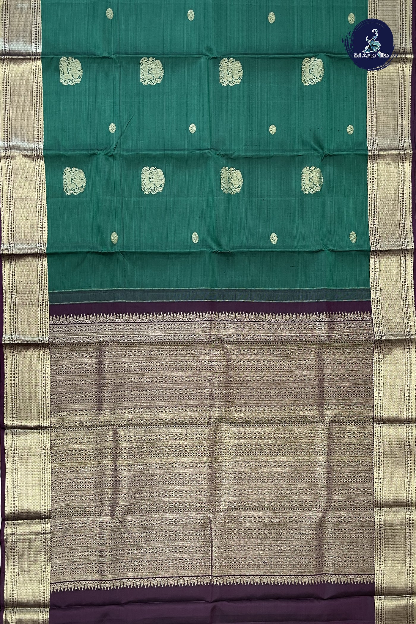Green Bridal Silk Saree With Zari Buttas Pattern