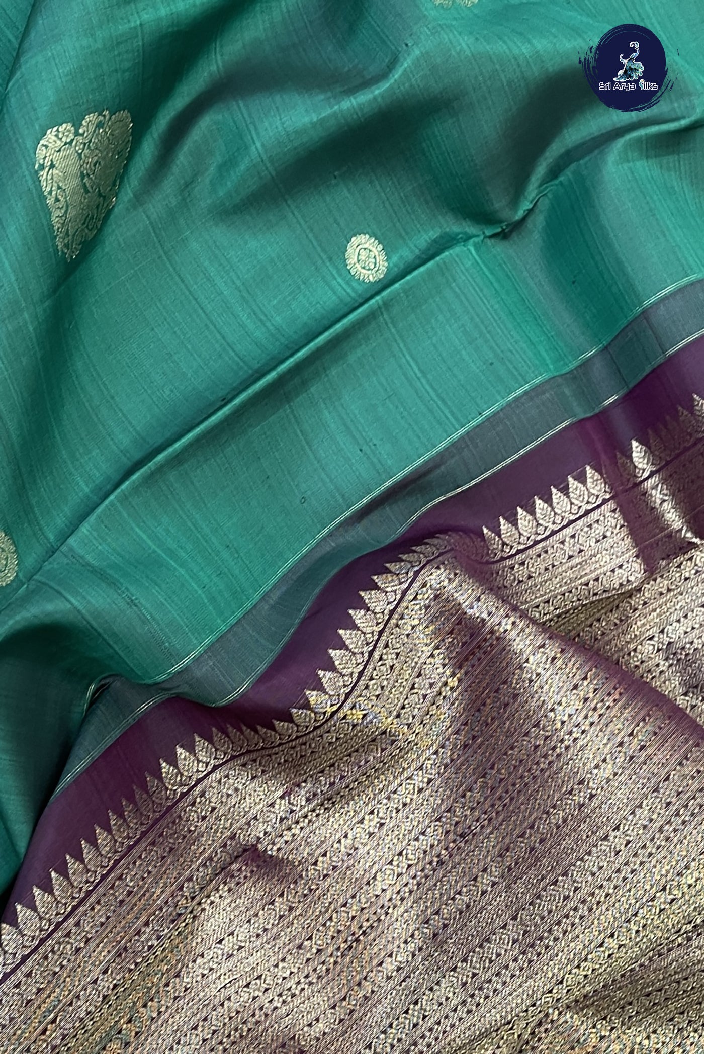 Green Bridal Silk Saree With Zari Buttas Pattern
