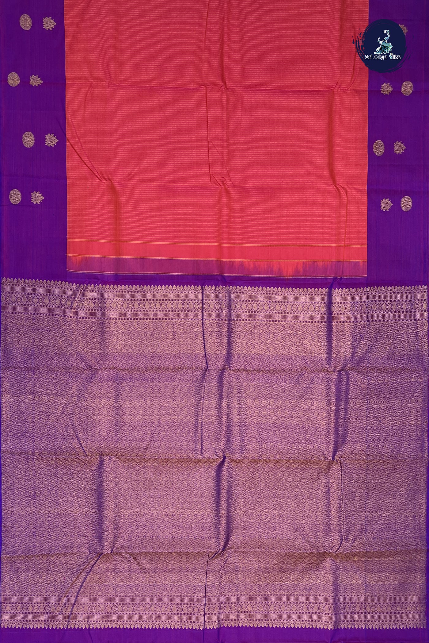 Dual Tone Pink Traditional Bridal Silk Saree With Stripes Pattern