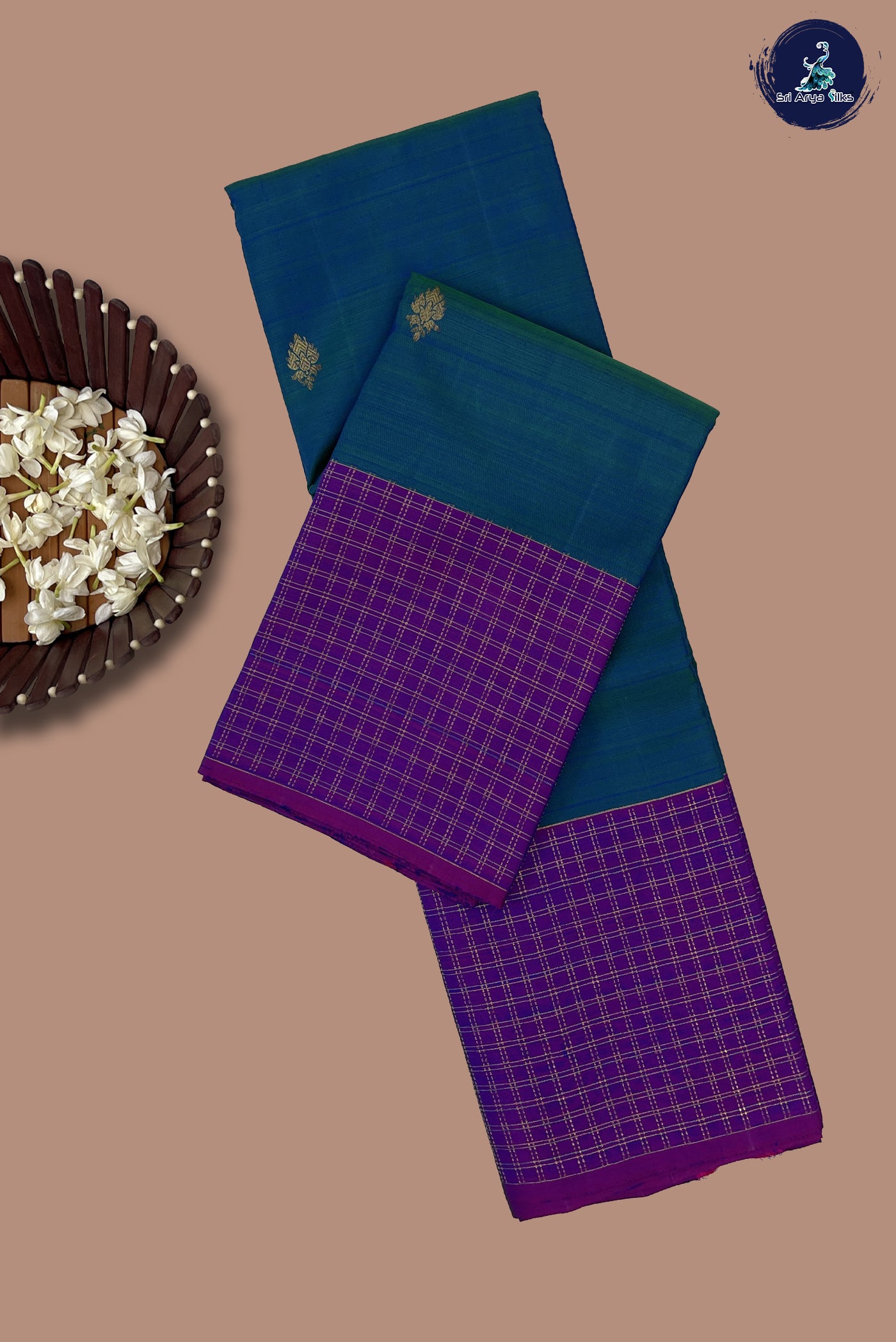 Peacock Blue Bridal Silk Saree With Zari Buttas Pattern
