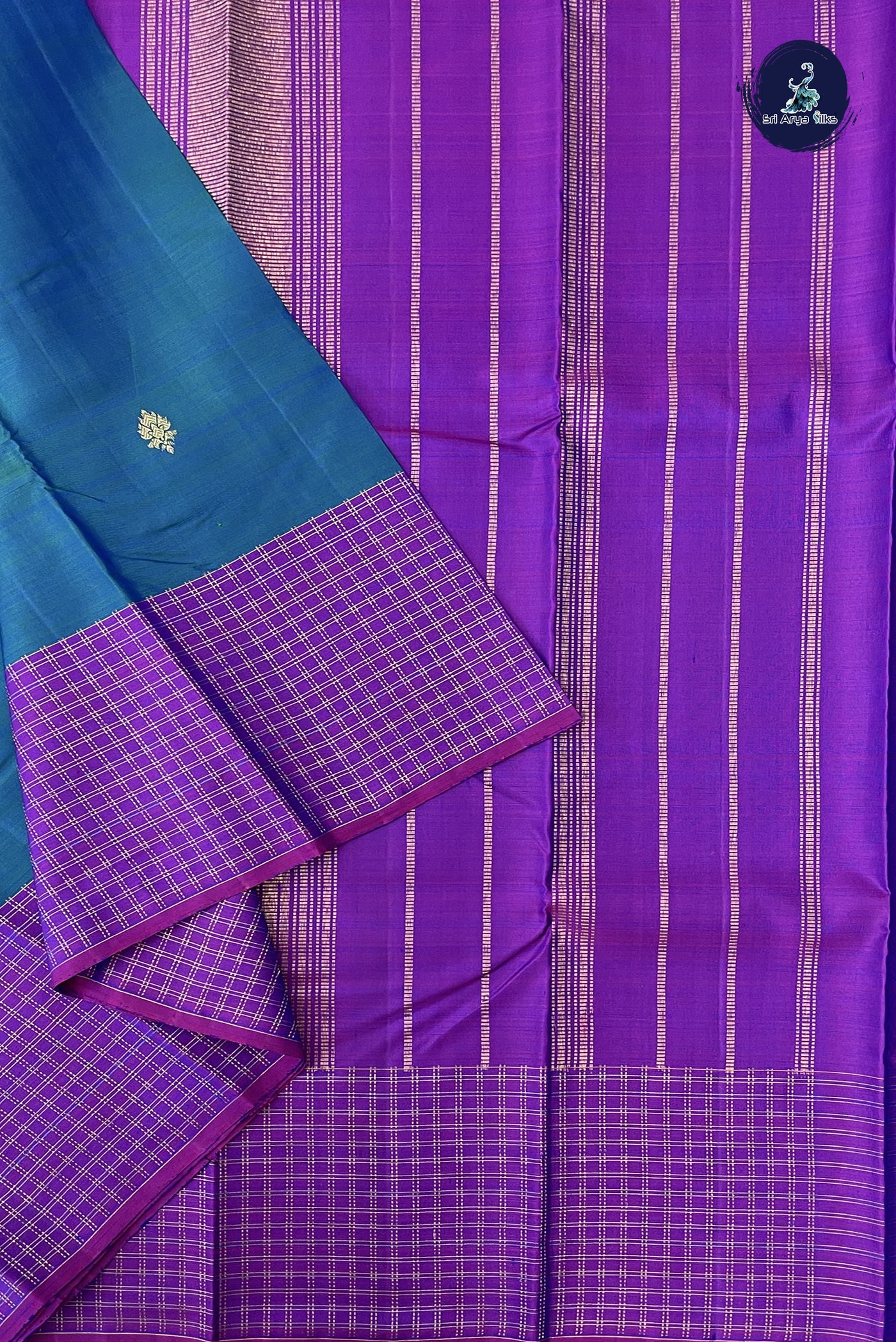 Peacock Blue Bridal Silk Saree With Zari Buttas Pattern