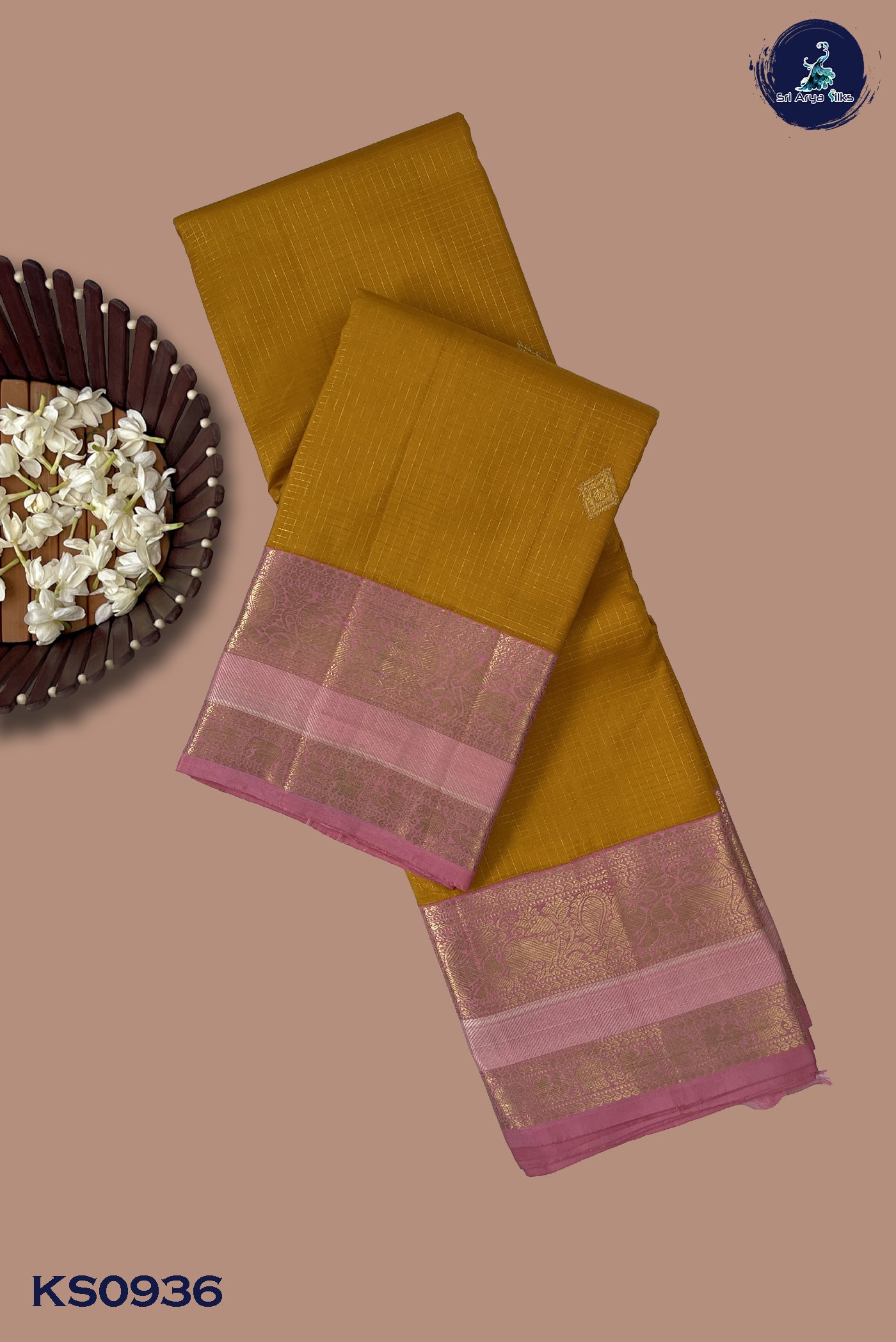 Turmeric Yellow Korvai Contrast Bridal Silk Saree With Zari Checked Pattern