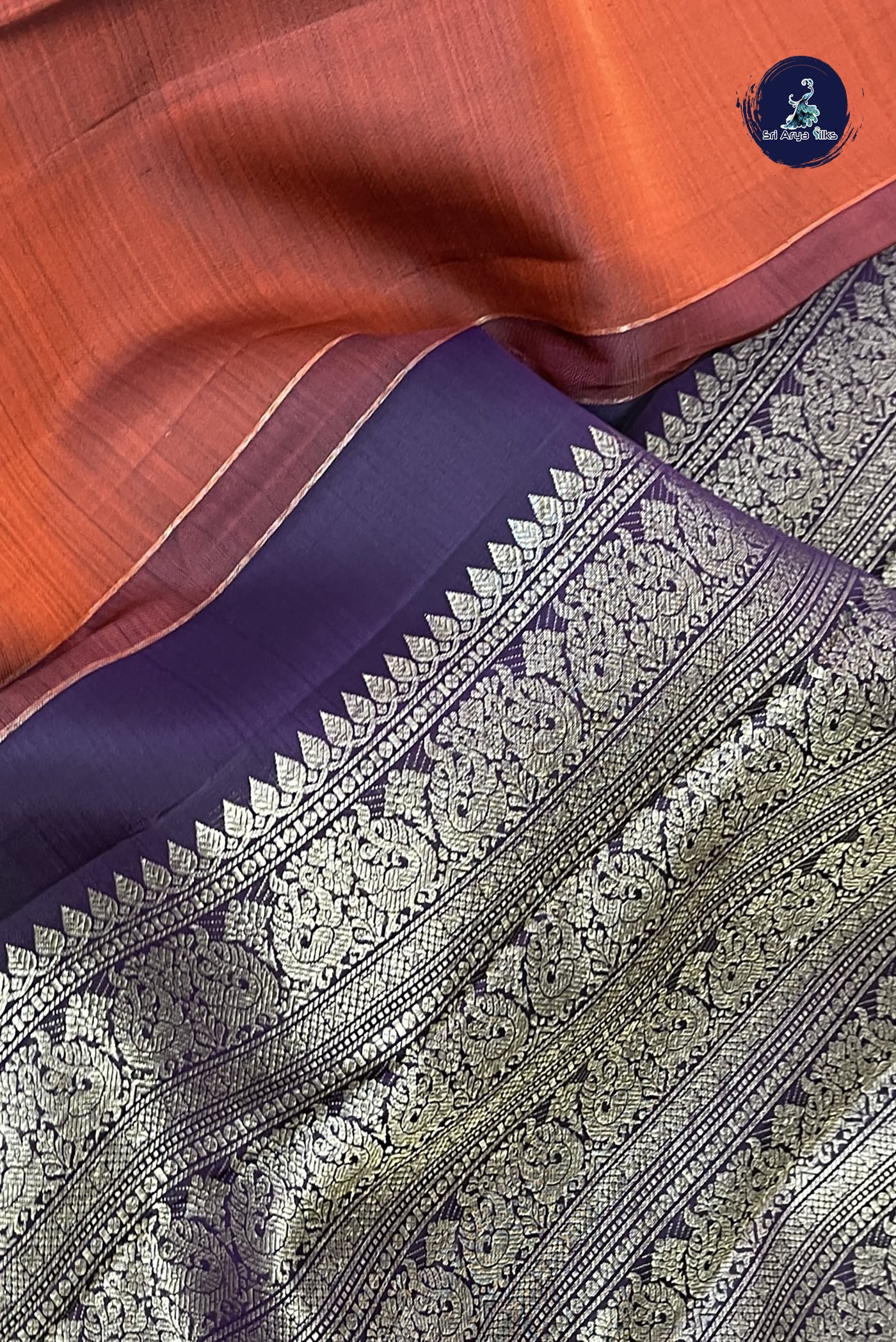 Rust Traditional Silk Saree With Zari Buttas Pattern