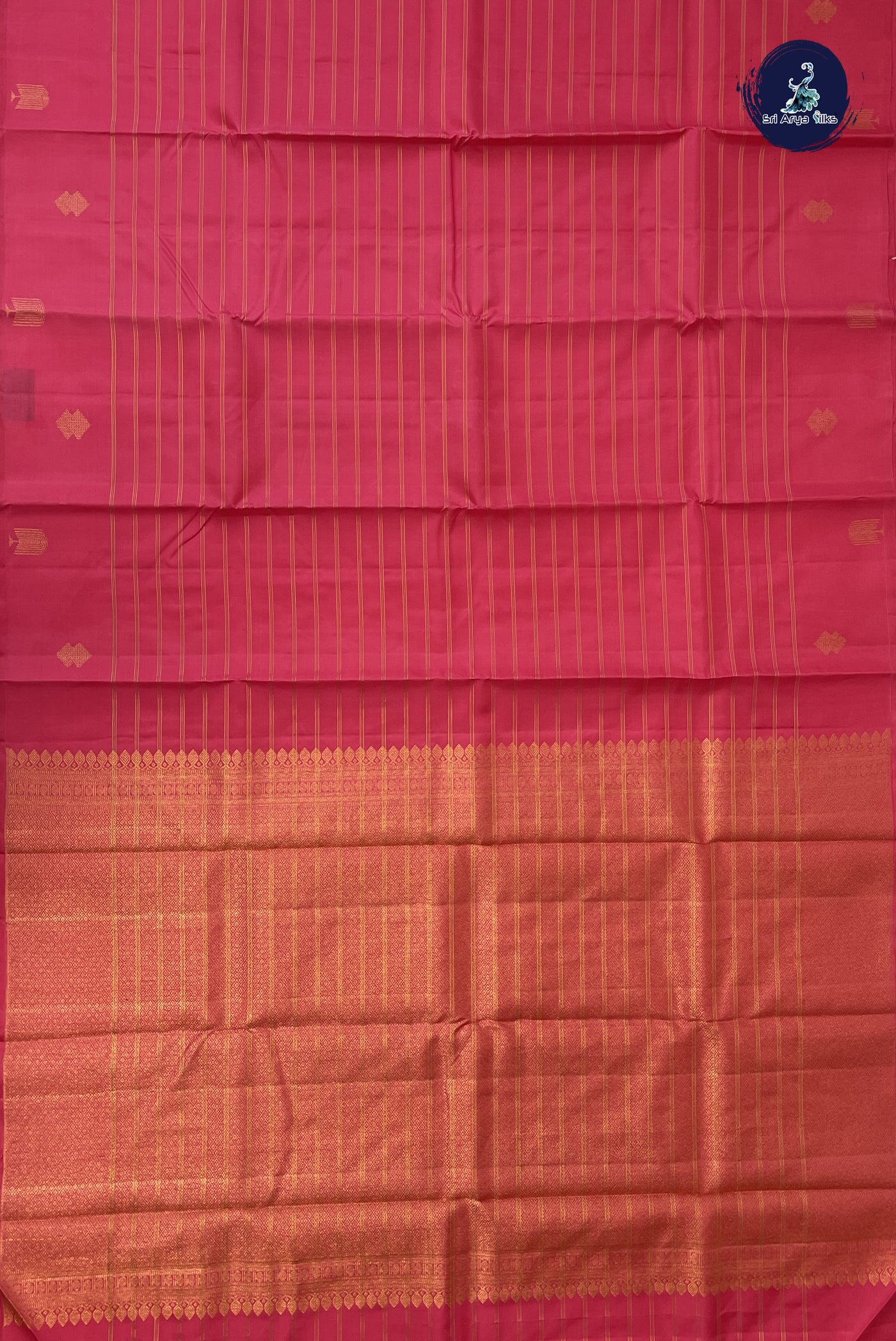 Pink Traditional Silk Saree With Stripes Pattern