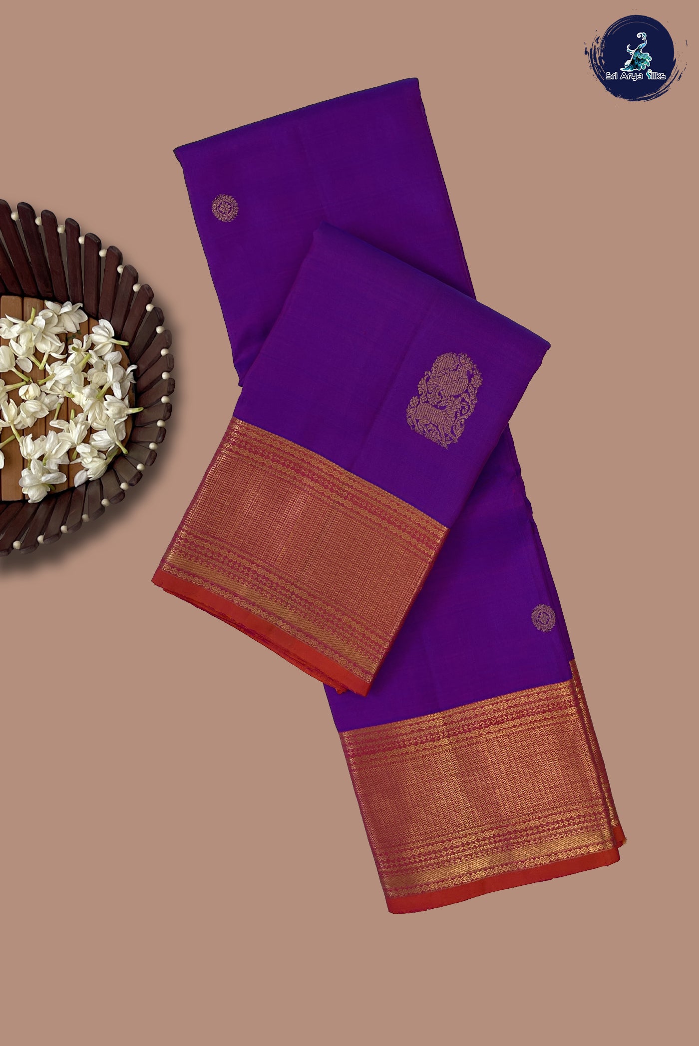 Purple Traditional Silk Saree With Zari Buttas Pattern
