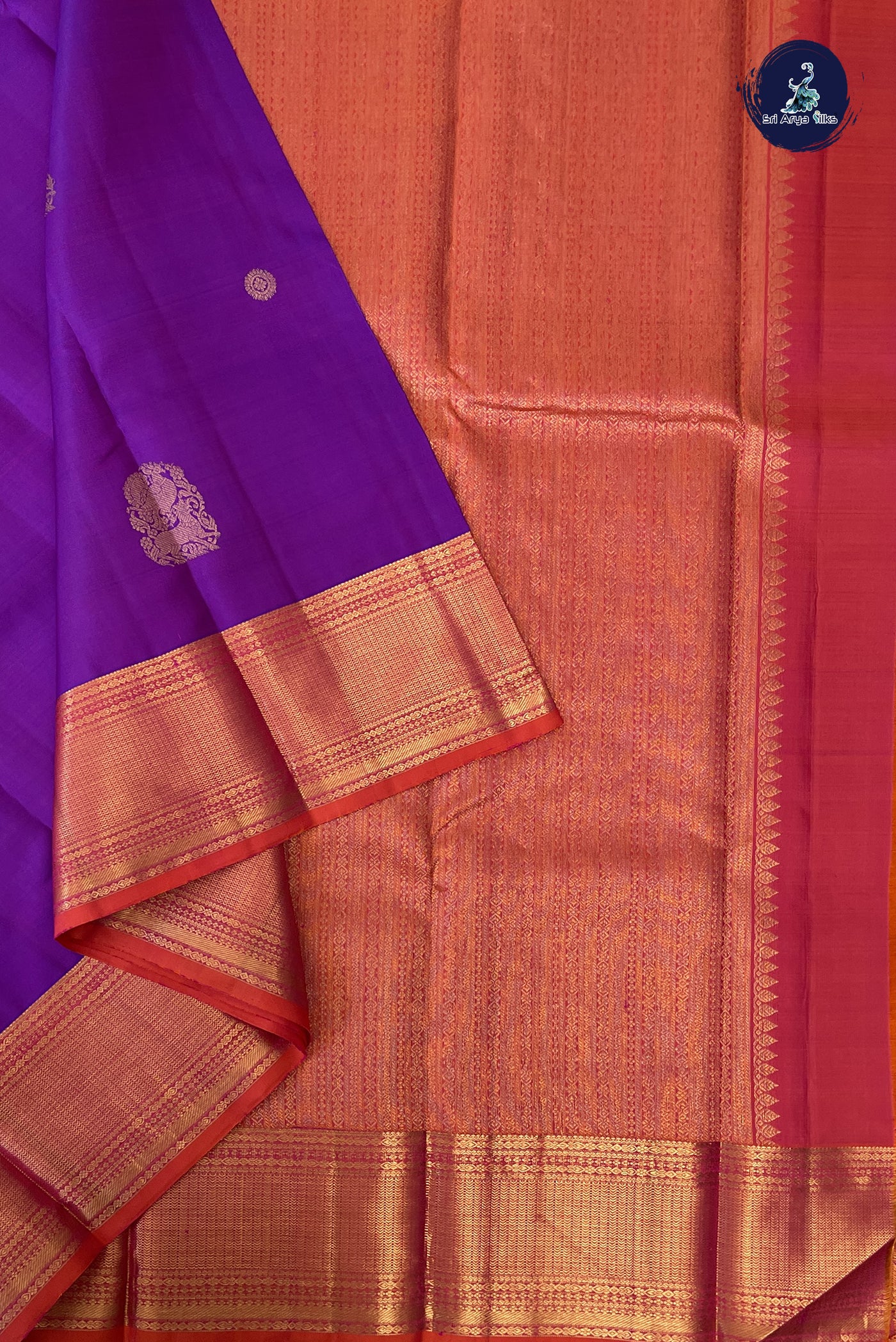 Purple Traditional Silk Saree With Zari Buttas Pattern