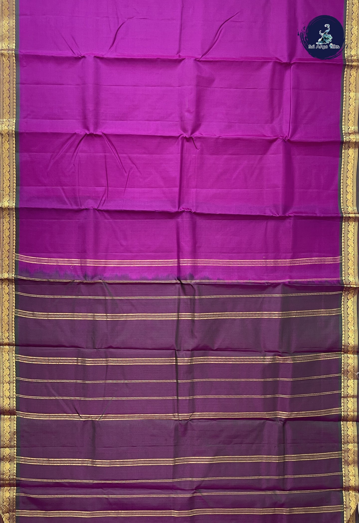Purple Traditional Silk Saree With Plain Pattern