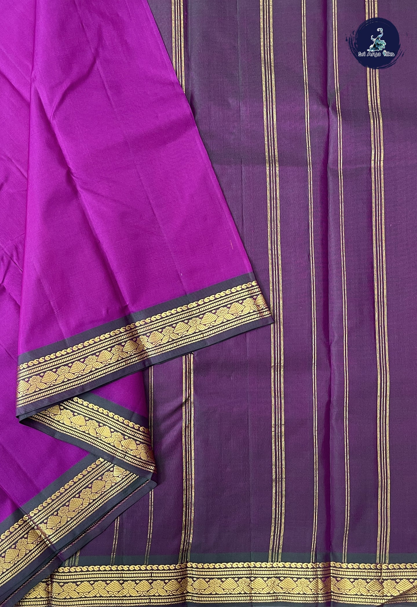 Purple Traditional Silk Saree With Plain Pattern