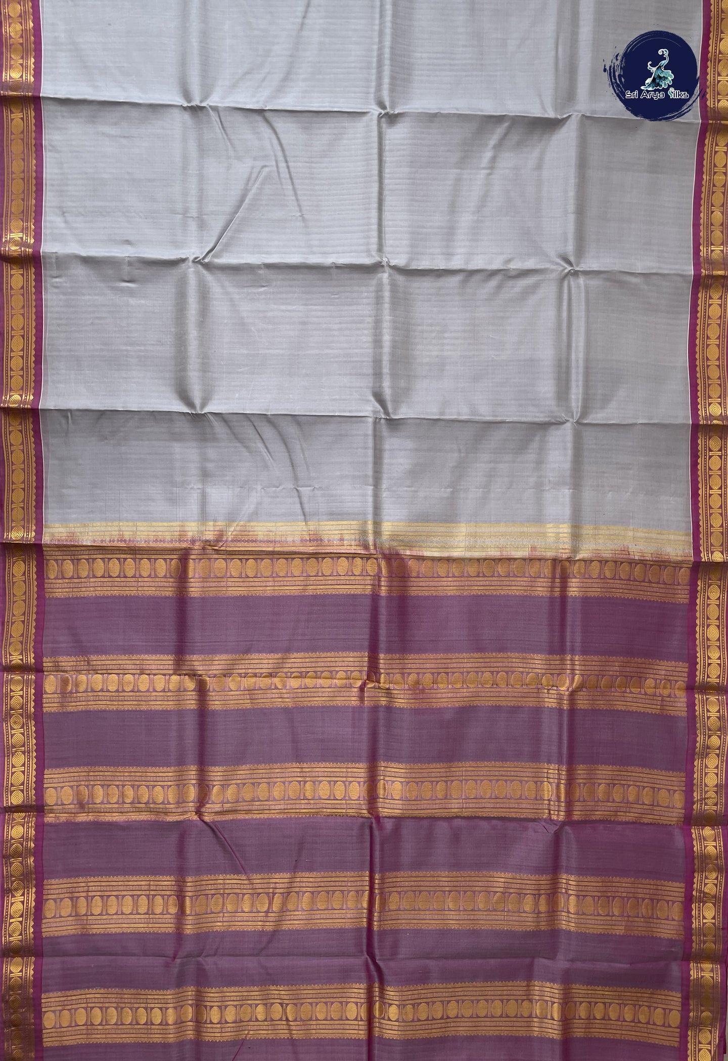 Grey Traditional Silk Saree With Plain Pattern