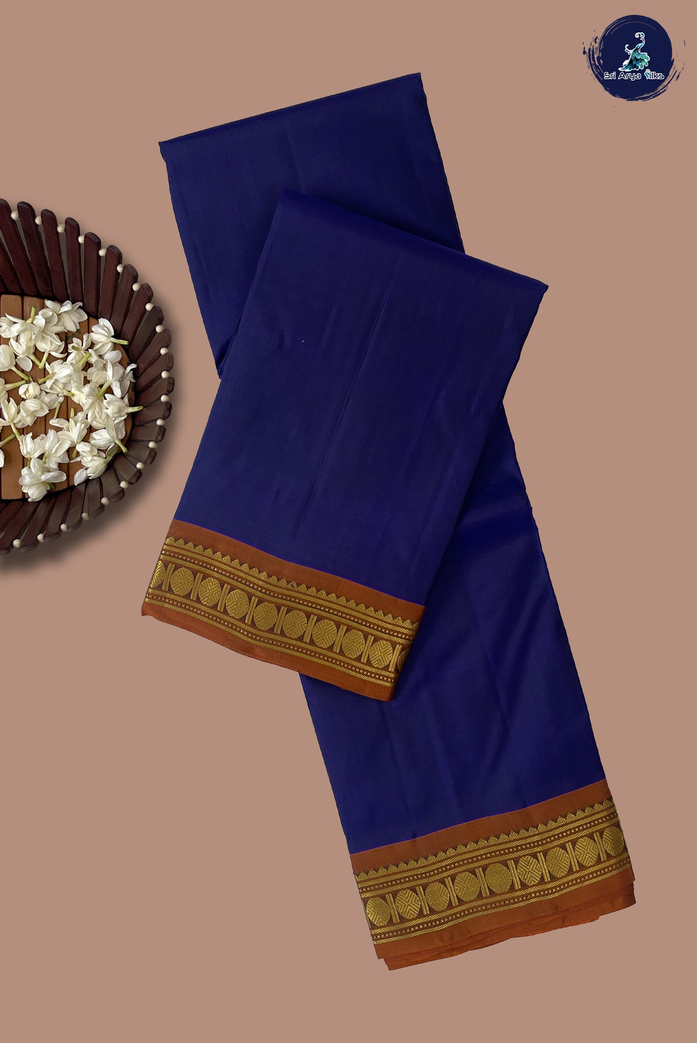 Ink Blue Traditional Silk Saree With Plain Pattern