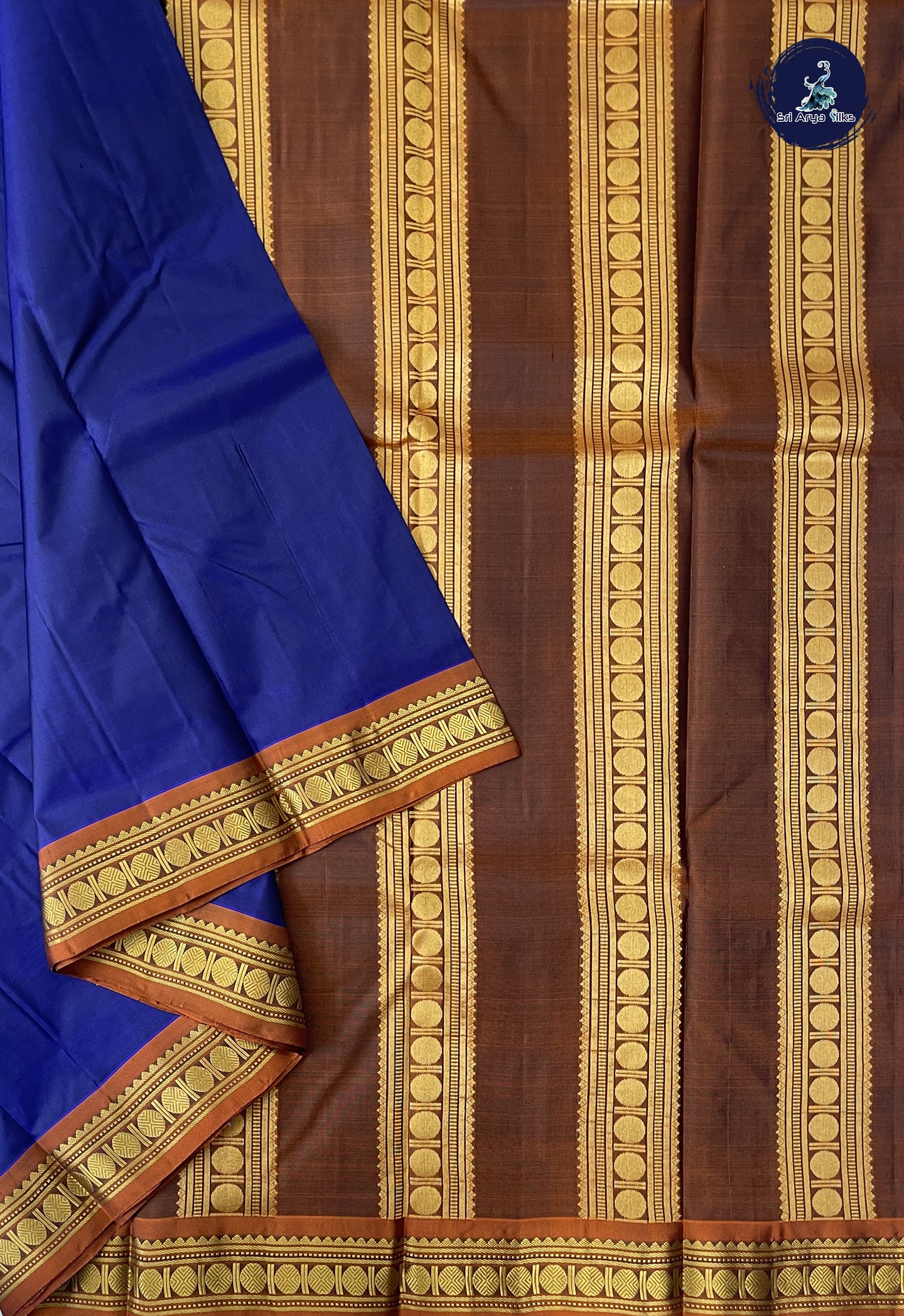 Ink Blue Traditional Silk Saree With Plain Pattern
