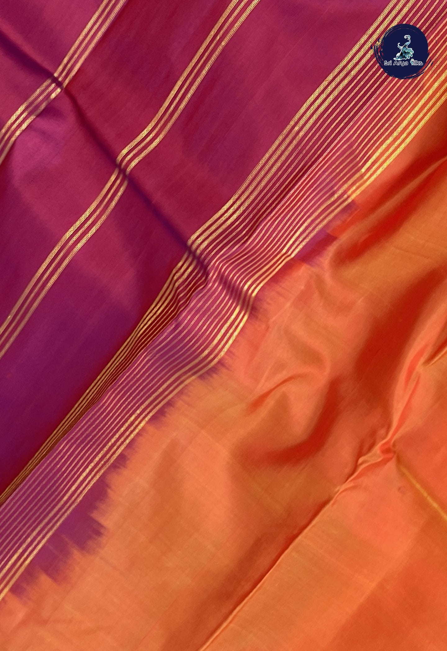 Lite Mustard Orange Traditional Silk Saree With Plain Pattern