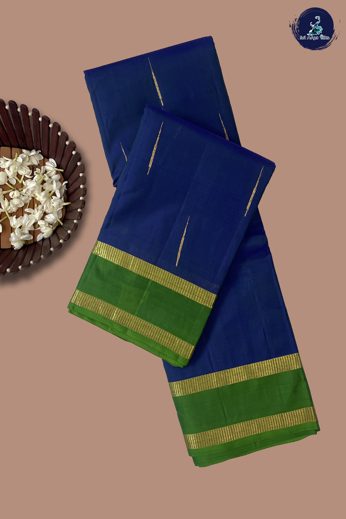 Dark Blue Traditional Silk Saree With MalliMottu Butaa Pattern
