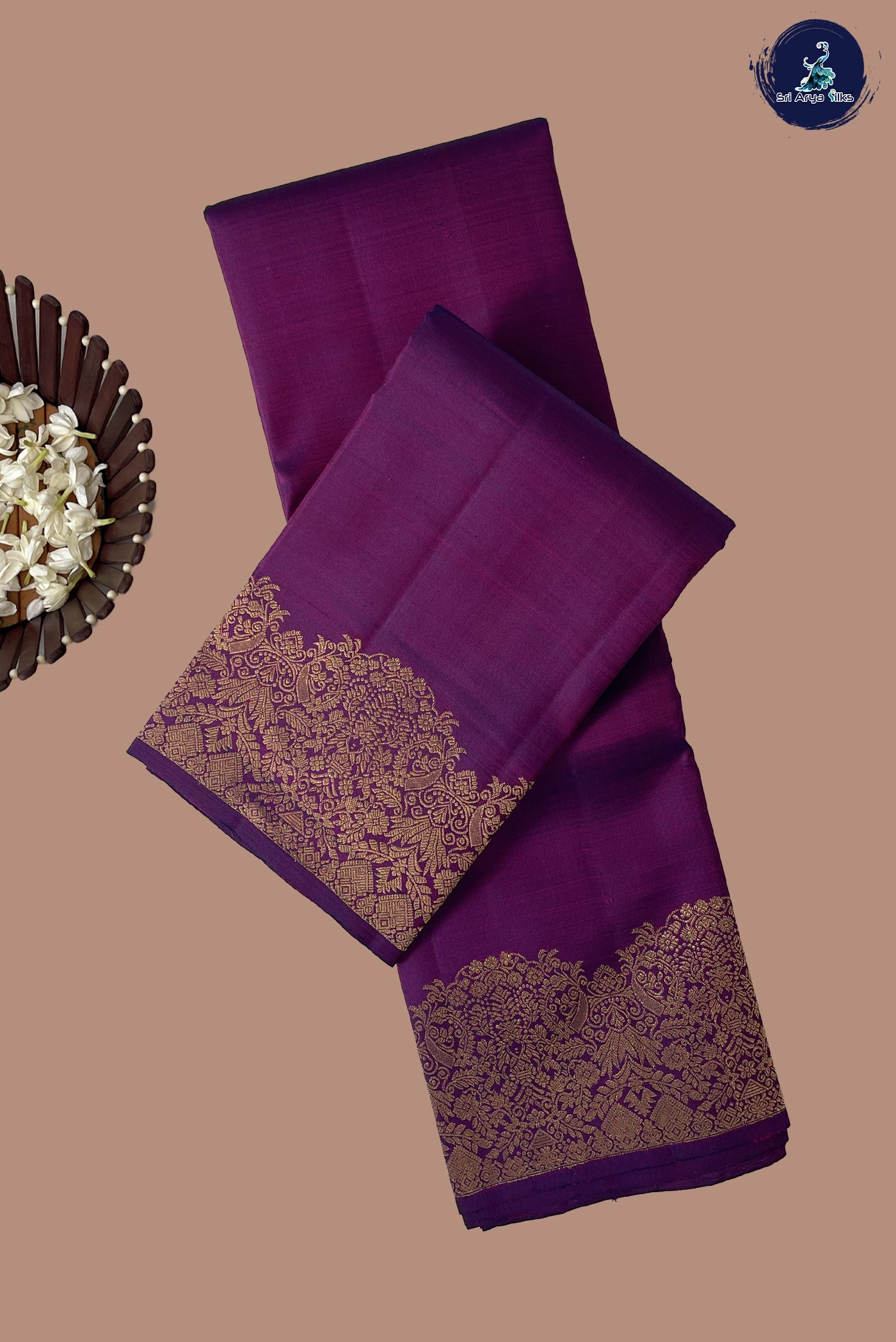 Jamun Traditional Silk Saree With Plain Pattern