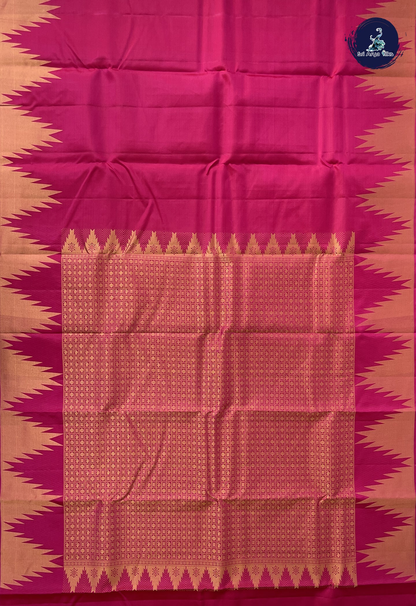 Rani Pink Traditional Silk Saree With Plain Pattern