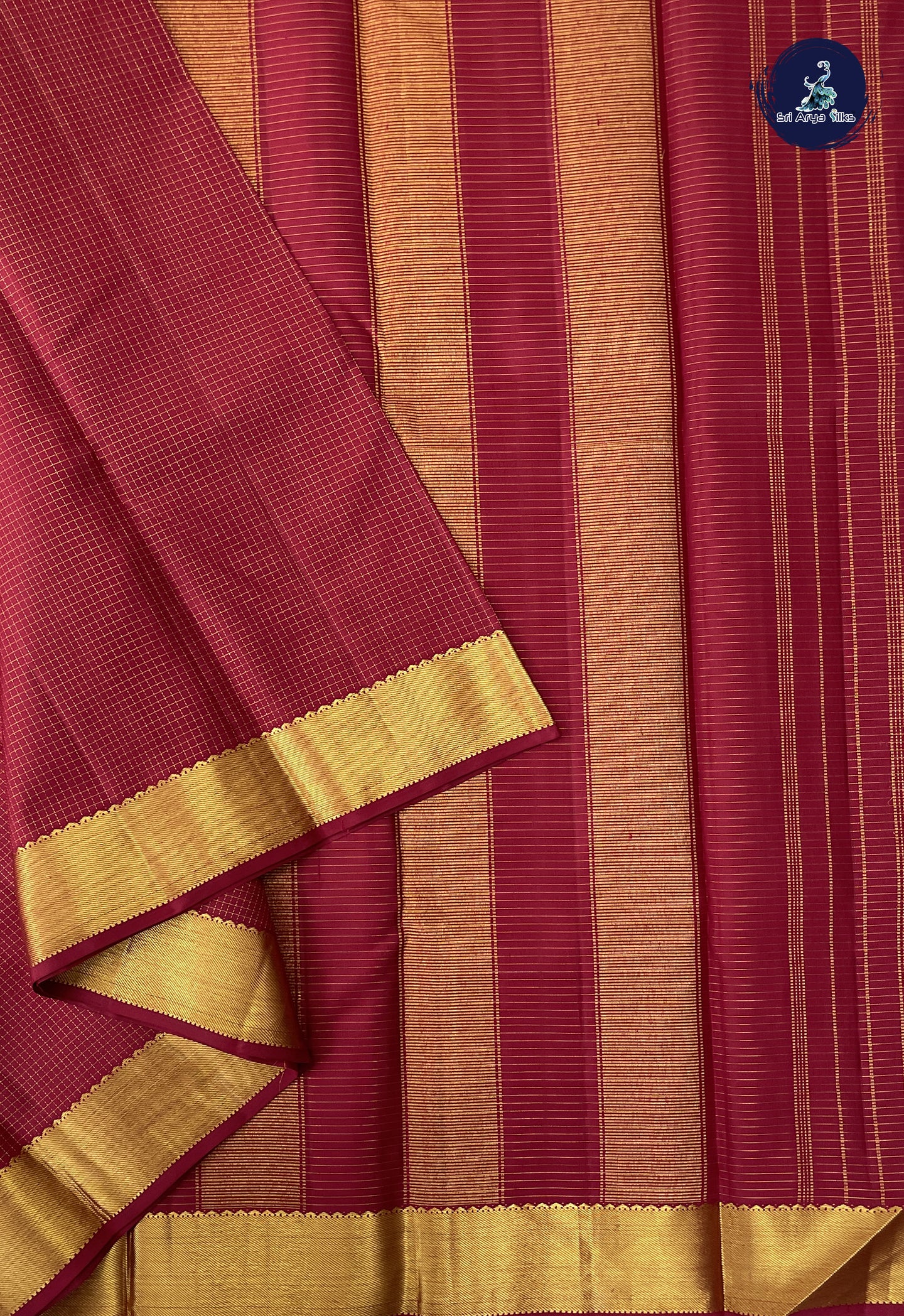 Arakku Bridal Silk Saree With Zari Checked Pattern