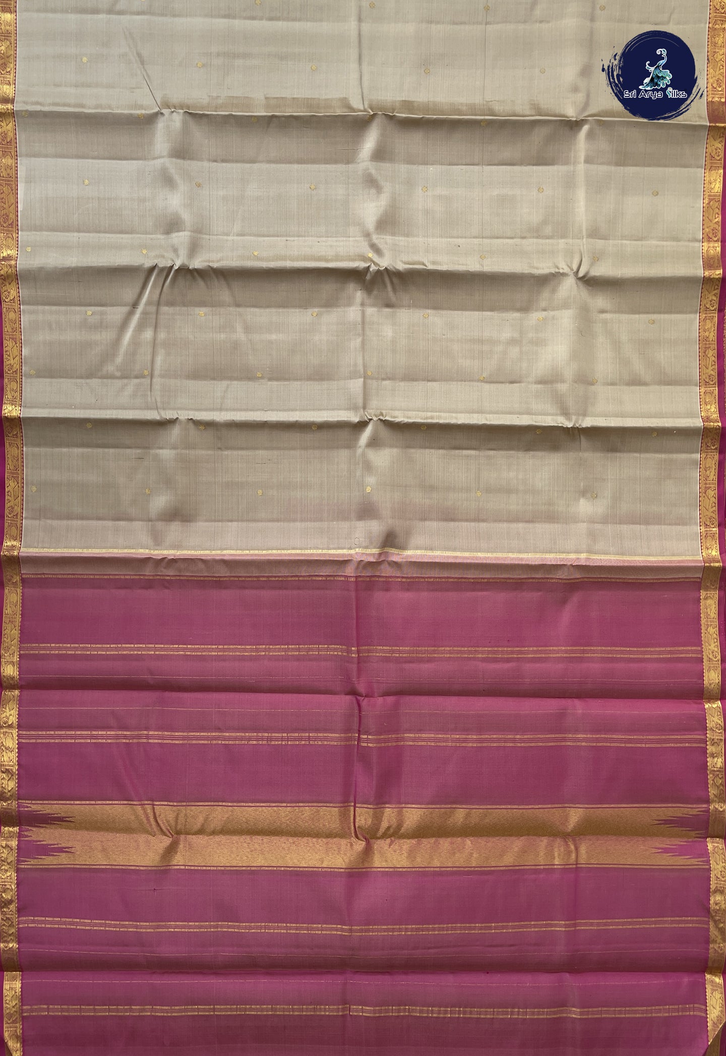 Beige Traditional Silk Saree With Zari Buttas Pattern