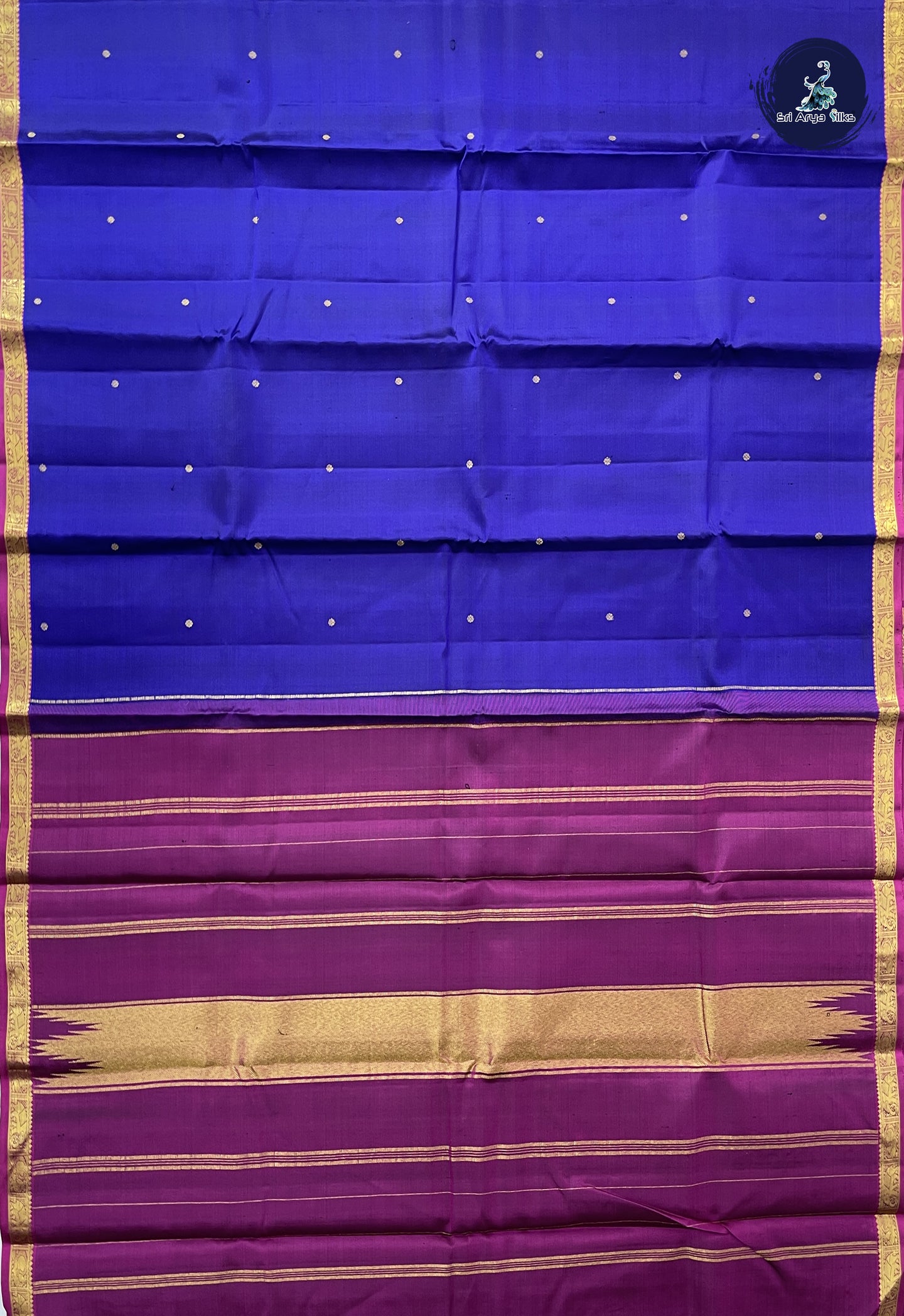Ink Blue Traditional Silk Saree With Zari Buttas Pattern