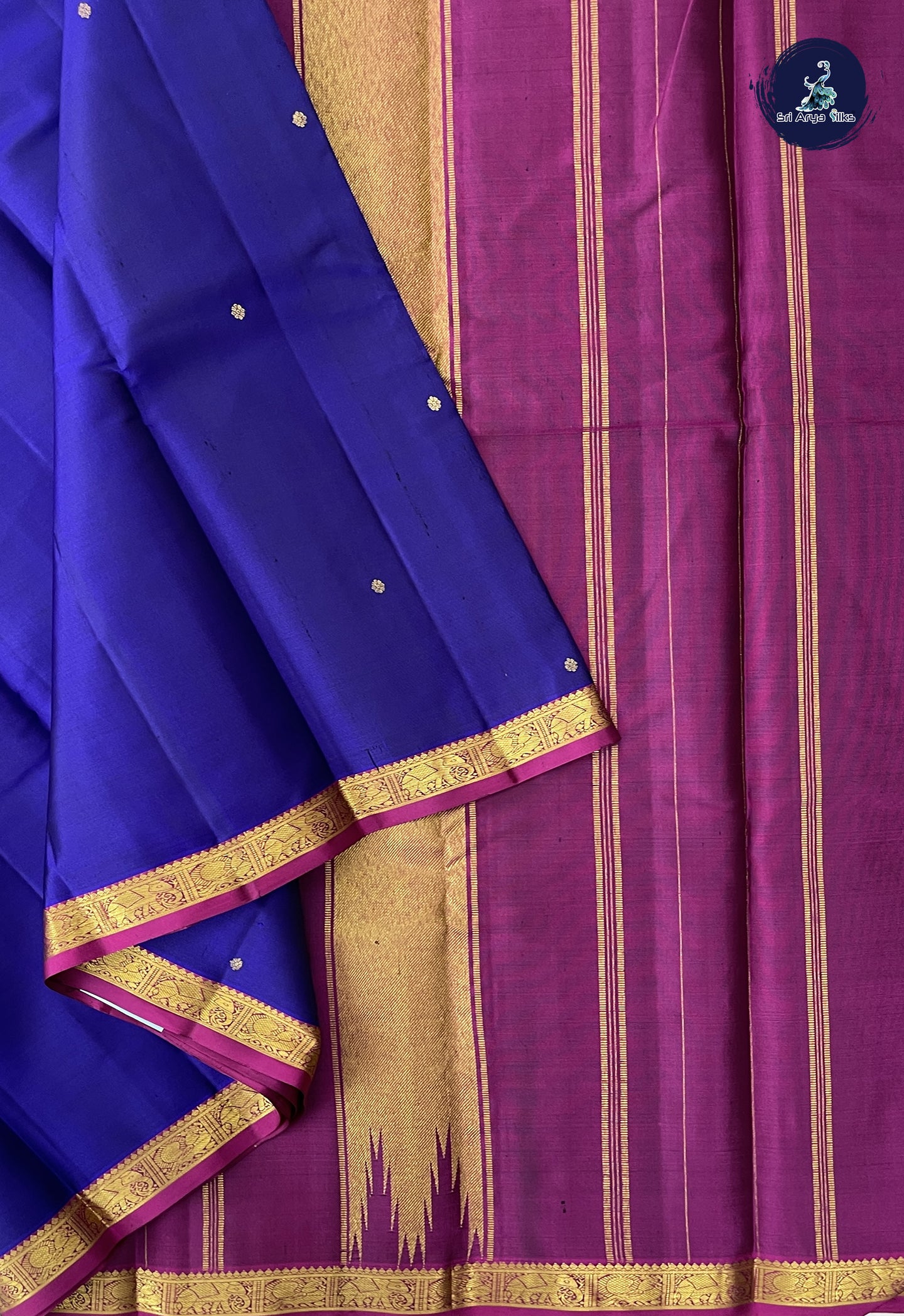 Ink Blue Traditional Silk Saree With Zari Buttas Pattern
