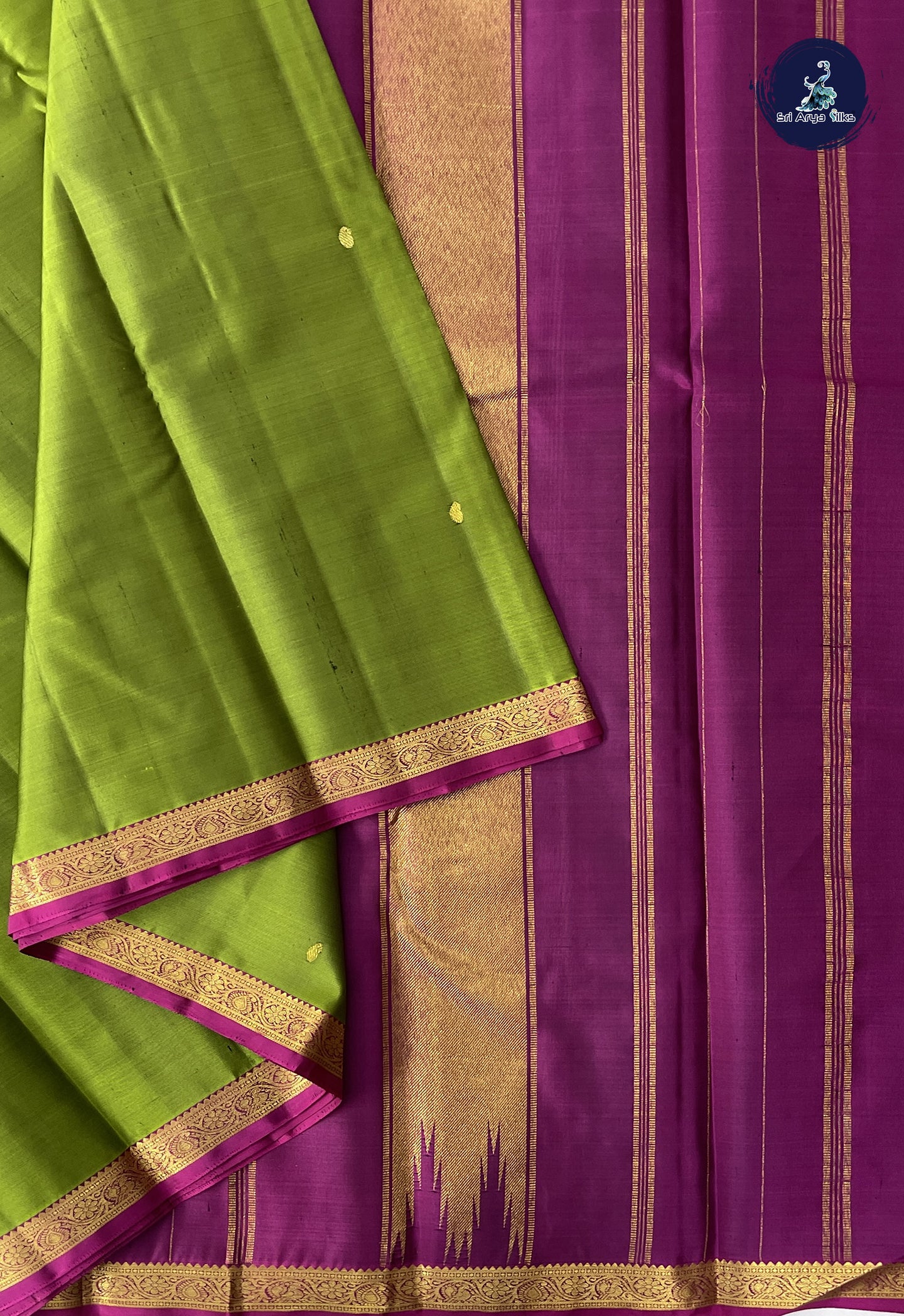 Mehendi Green Light Weight Silk Saree With Zari Buttas Pattern