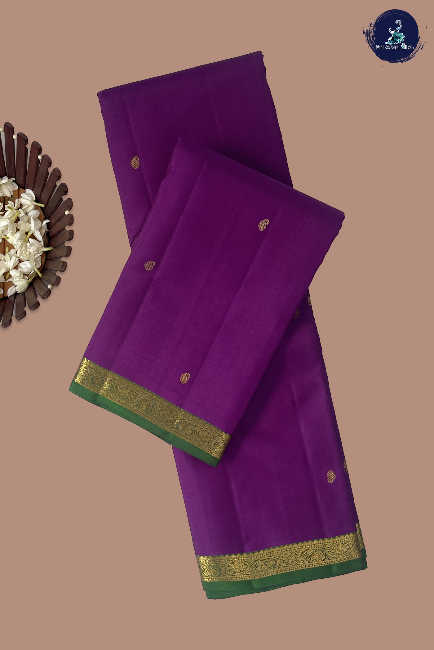 Purple Light Weight Silk Saree With Zari Buttas Pattern