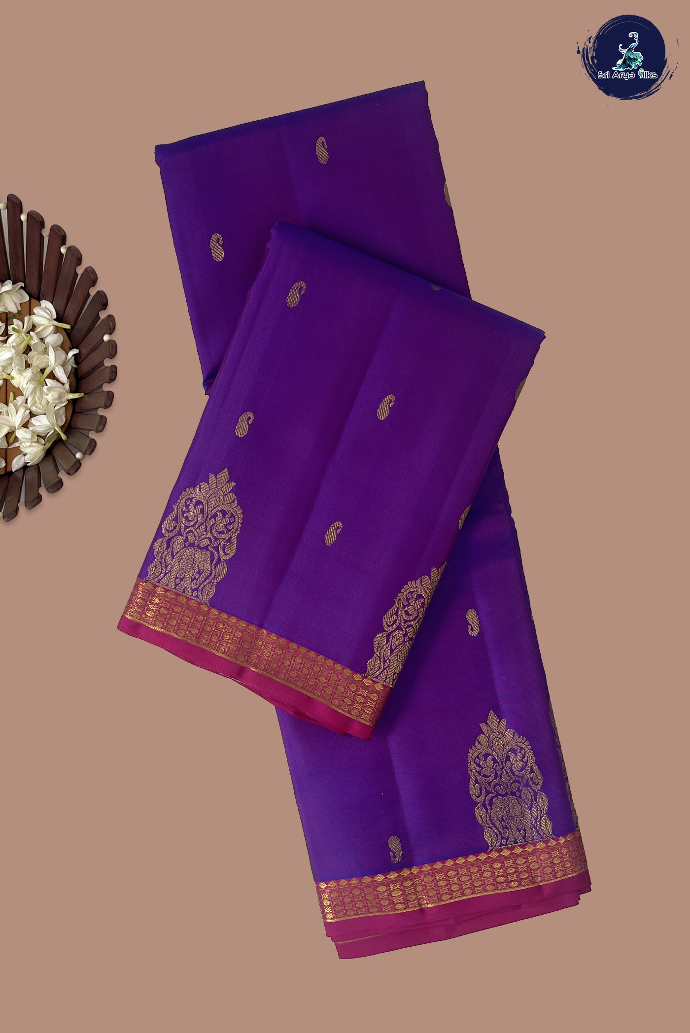 Dual Tone Purple Light Weight Silk Saree With Zari Buttas Pattern