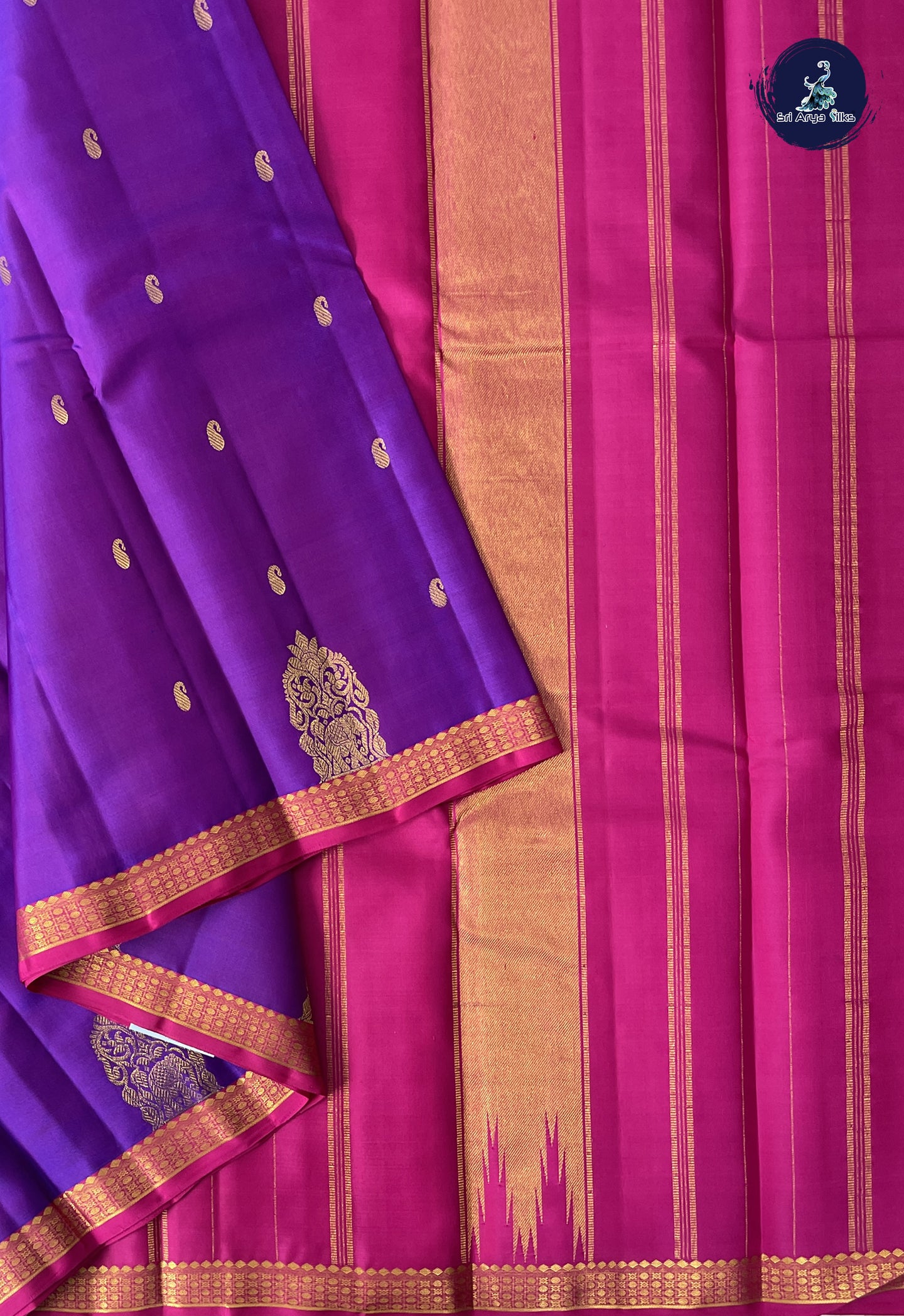 Dual Tone Purple Light Weight Silk Saree With Zari Buttas Pattern